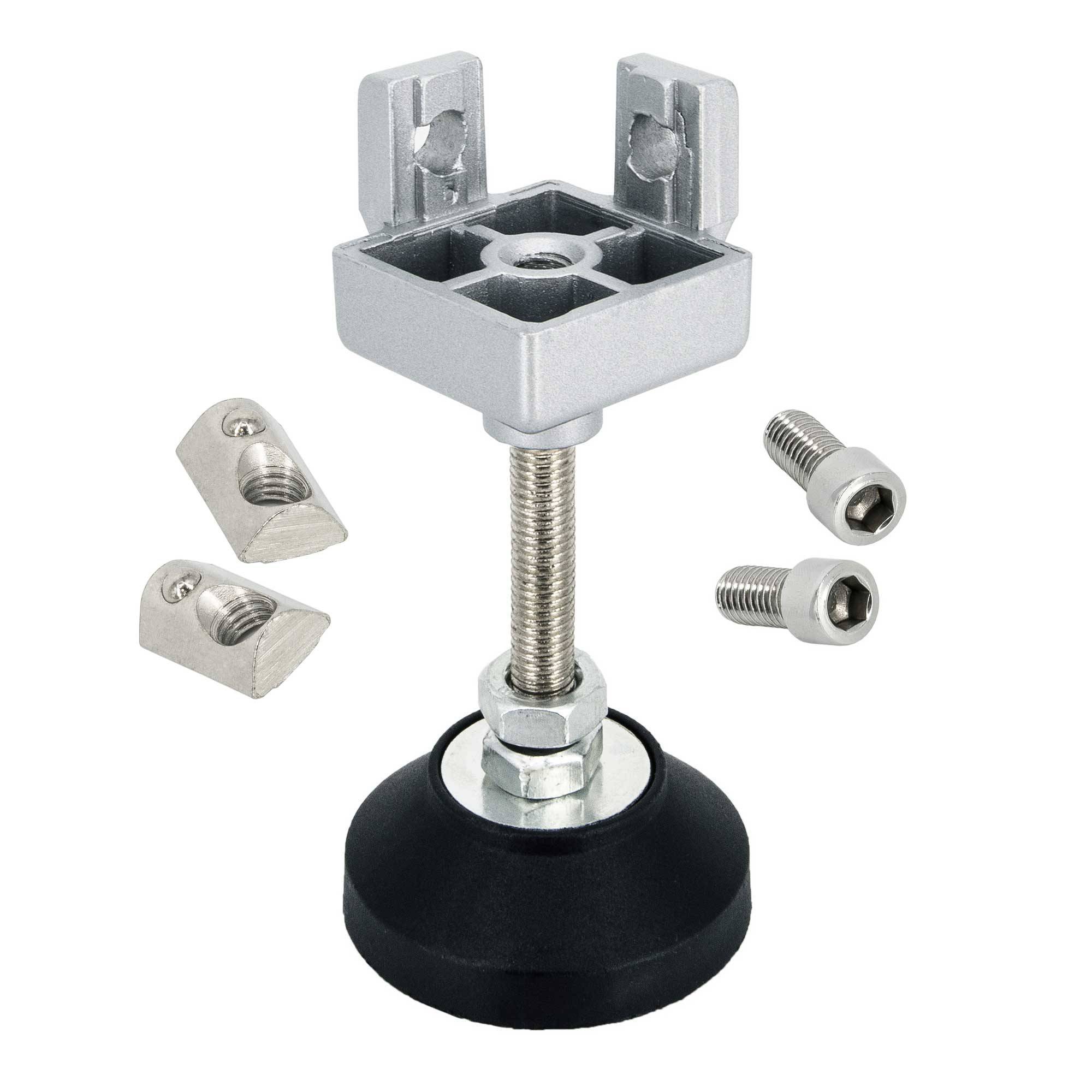 SCHMIDT systemprofile 10x Fußverbinder 40x40mm Nut 8 Stellfuß M8 höhenverstellbar Nivellierfuß Standfuß Aluprofil-Zubehör