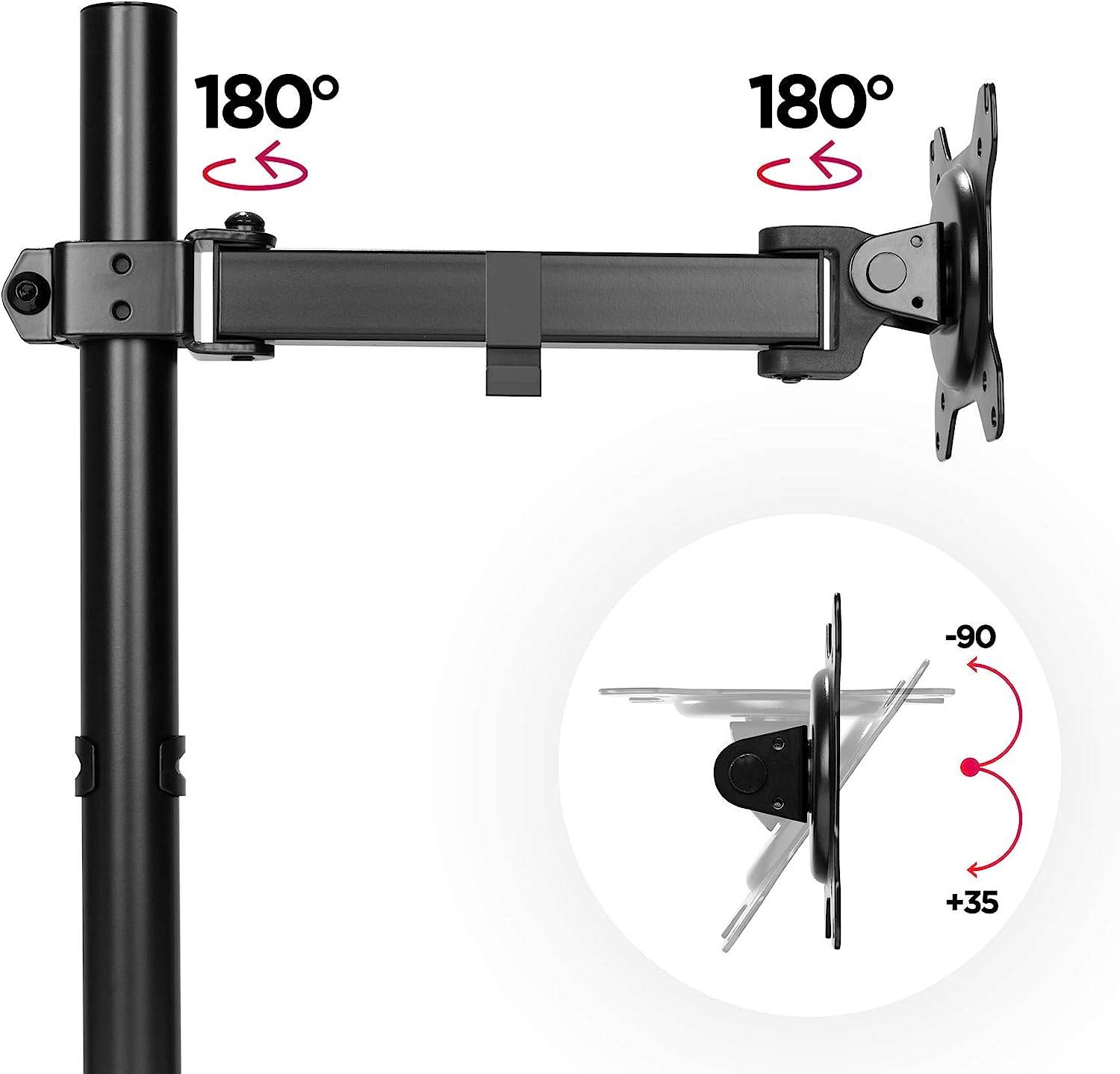 Duronic DM151X2 Monitorhalterung bis 32 Zoll - 8kg Kapazität - Verstellbar in Höhe, Neigung und Drehung - VESA 75/100