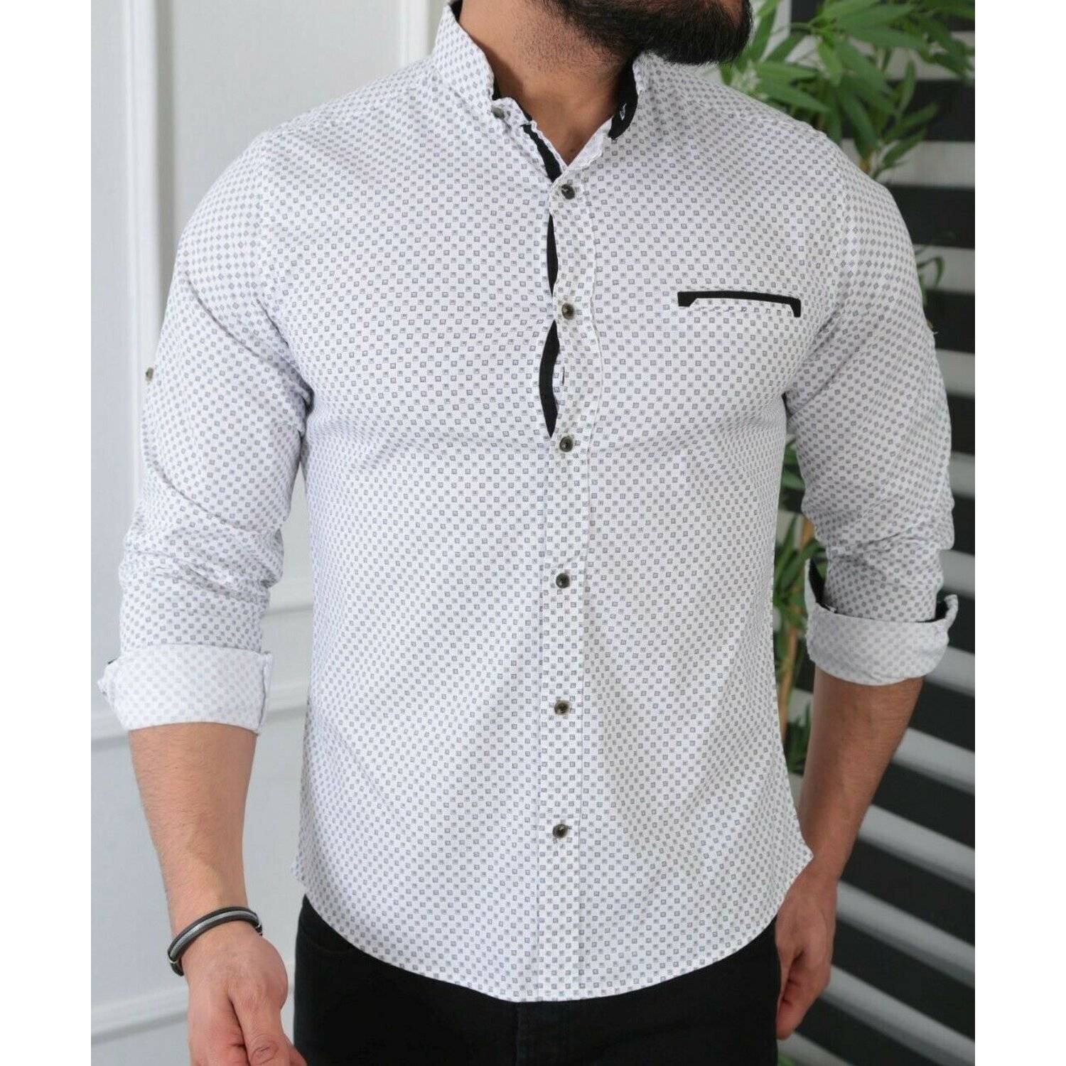 Megaman H-1900 Langarmhemd Herren designer Premium Megaman Hemd Slim-Fit Business Hochzeit Shirt Größe 3XL Weiß