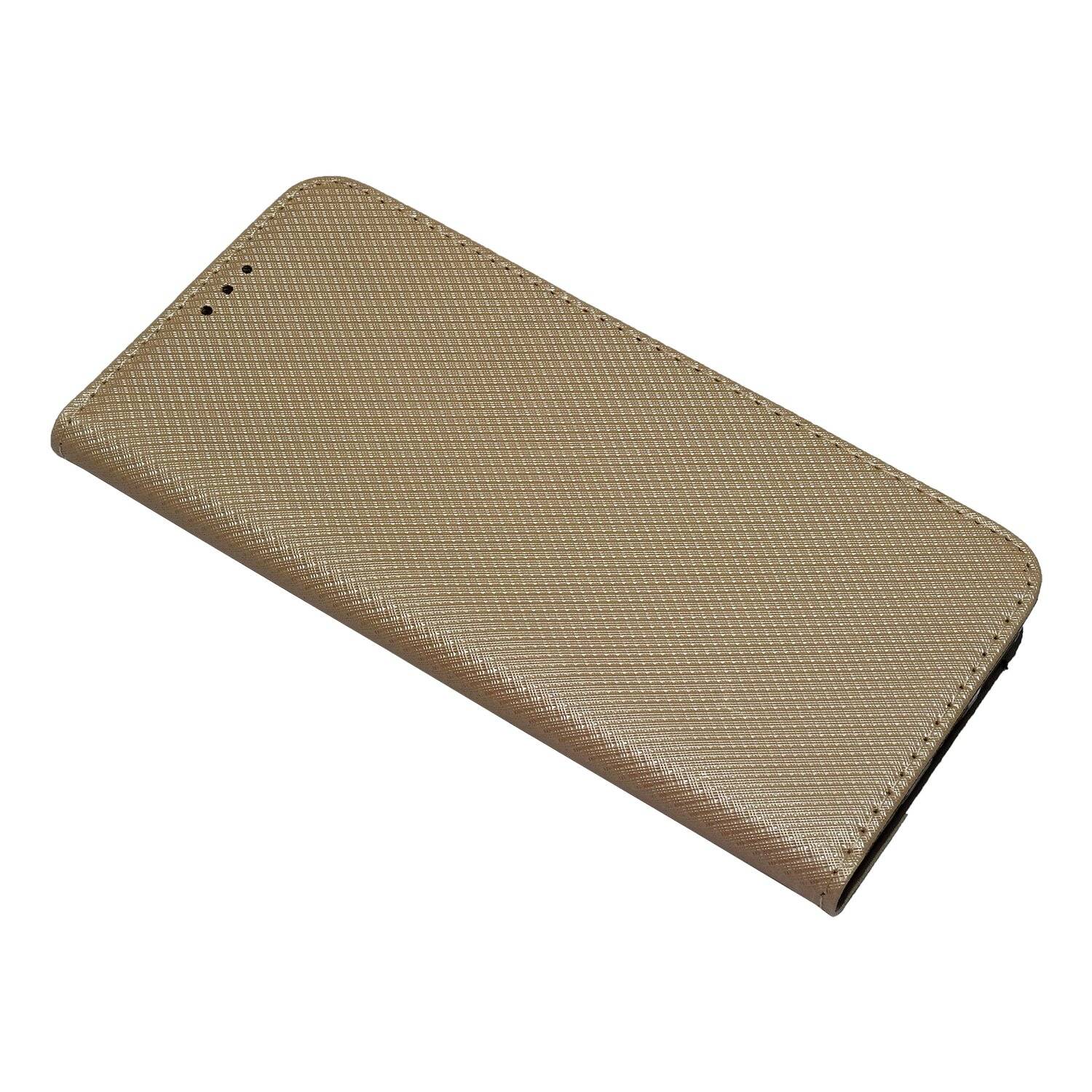 Elegante Buch-Tasche Hülle Smart Magnet für MOTOROLA MOTO G31 Leder Optik Wallet Book-Style Cover Schale in Gold