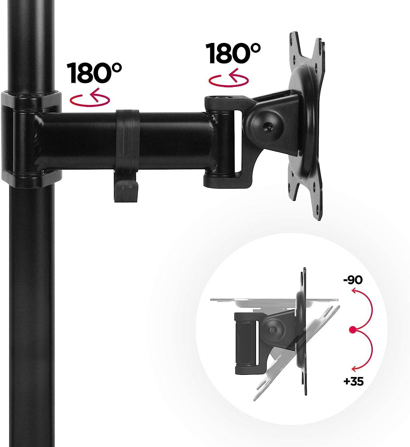 Duronic DM251X2 Monitorhalterung für 27 Zoll - 8kg Kapazität - Verstellbar in Höhe, Neigung und Drehung - VESA 75/100