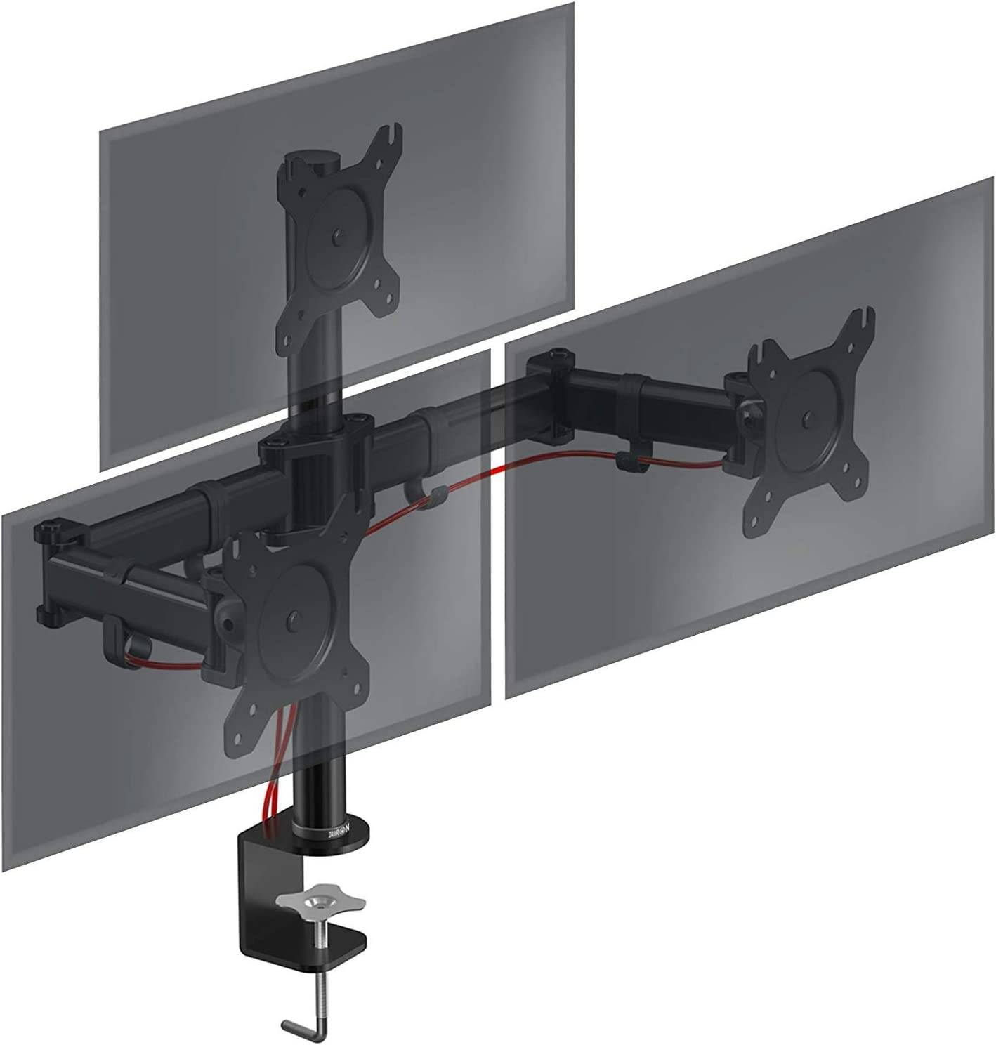 Duronic DM253 Monitorhalterung für drei 27" - 8kg Kapazität - Verstellbar in Höhe, Neigung und Drehung - VESA 75/100