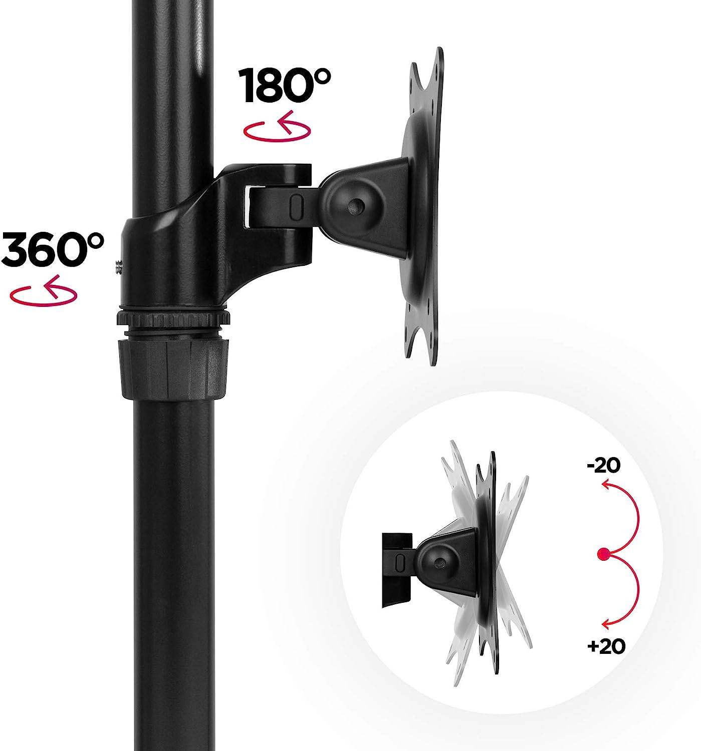 Duronic DM451X1 Monitorhalterung für 27" - 13,8kg Kapazität - Verstellbar in Höhe, Neigung und Drehung - VESA 75/100