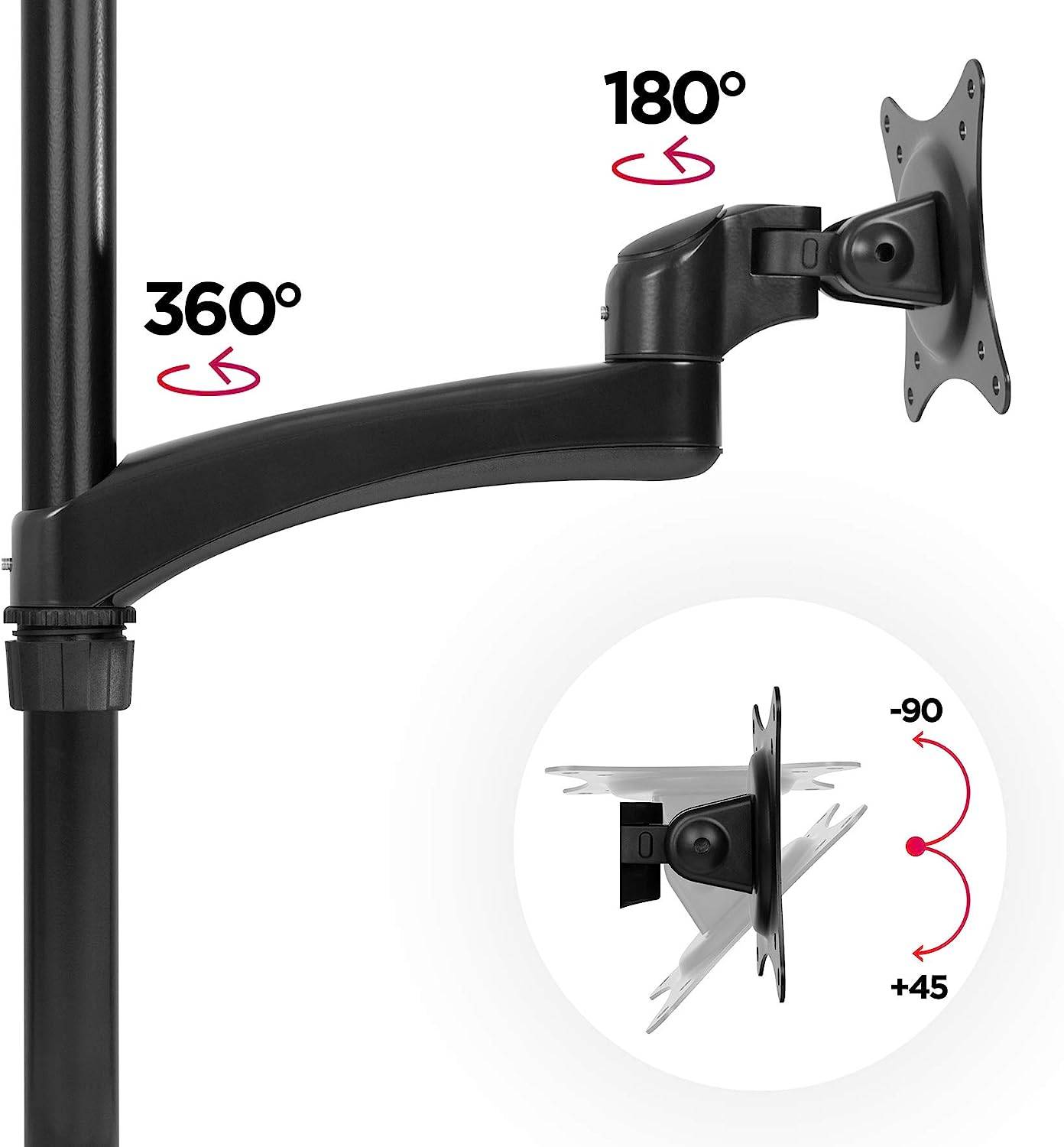 Duronic DM451X2 Monitorhalterung für 27" - 13,8kg Kapazität - Verstellbar in Höhe, Neigung und Drehung - VESA 75/100