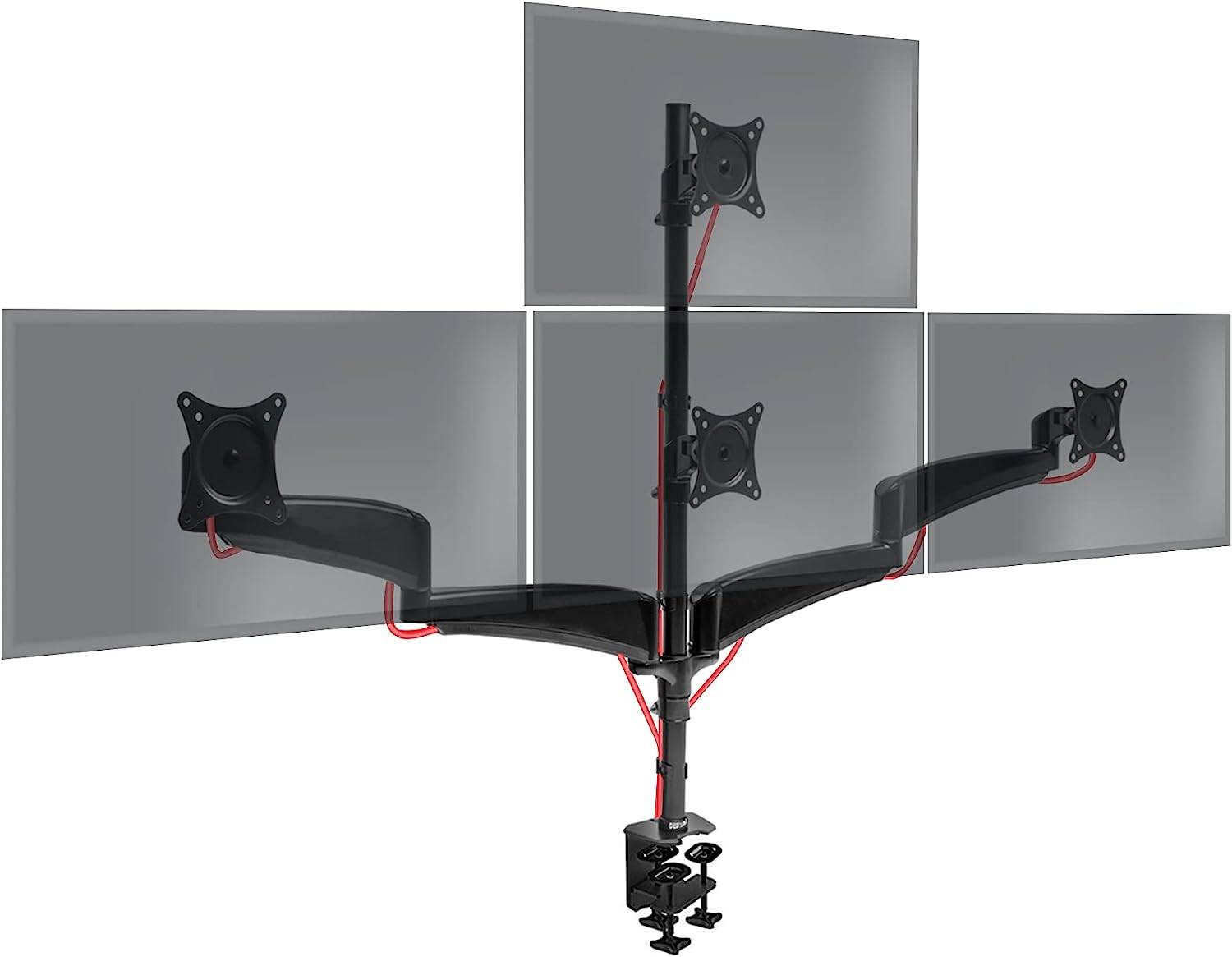 Duronic DM453VX1 Monitorhalter für vier 27" - 13kg Kapazität - Verstellbar in Höhe, Neigung und Drehung - VESA 75/100