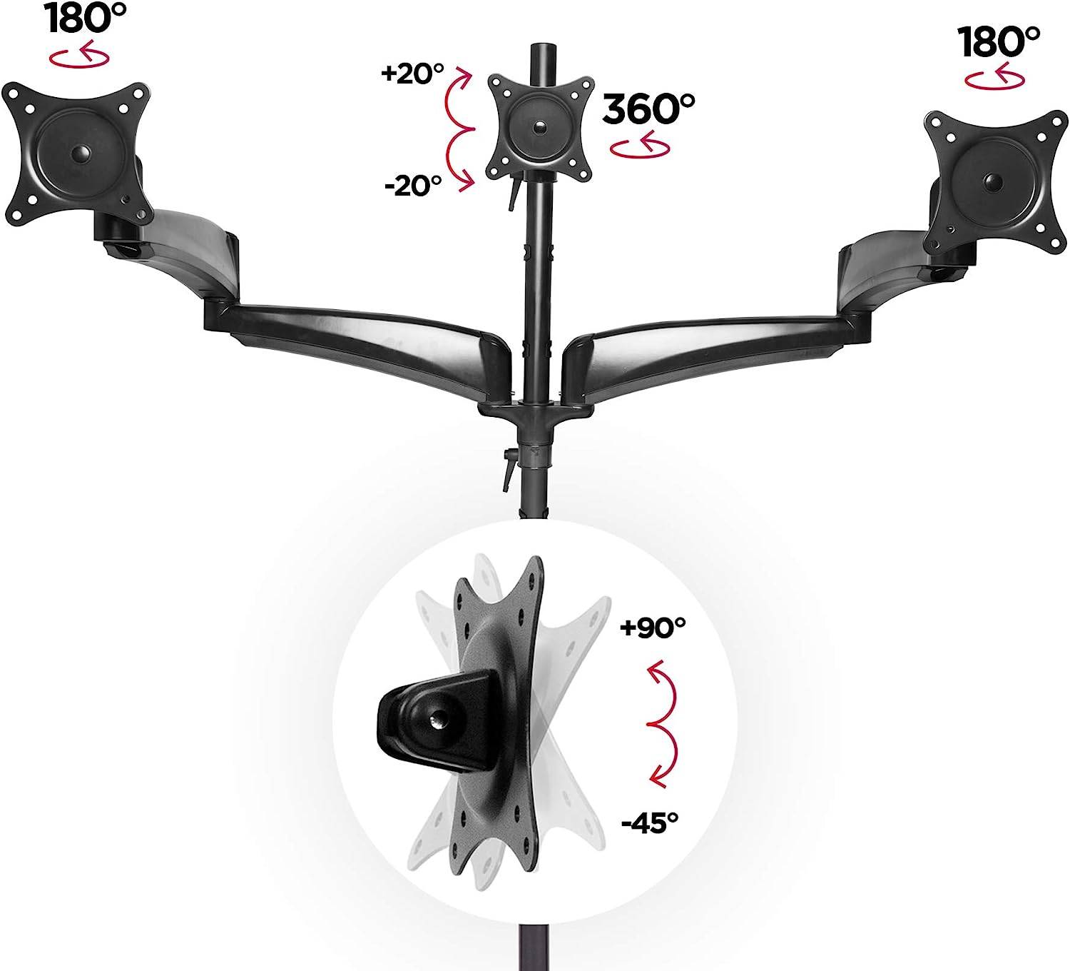 Duronic DM453VX1 Monitorhalter für vier 27" - 13kg Kapazität - Verstellbar in Höhe, Neigung und Drehung - VESA 75/100