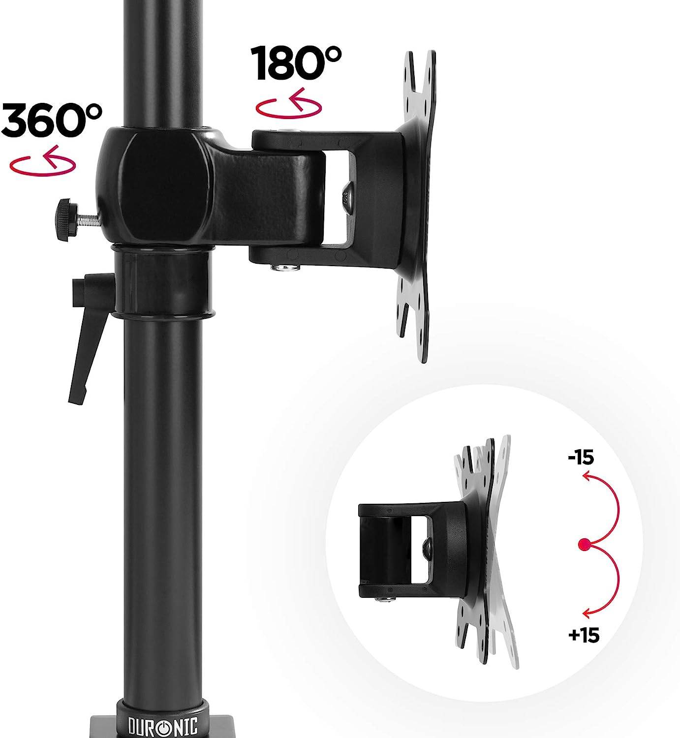 Duronic DM351X1 Monitorhalterung für 27 Zoll - 10kg Kapazität - Verstellbar in Höhe, Neigung und Drehung - VESA 75/100