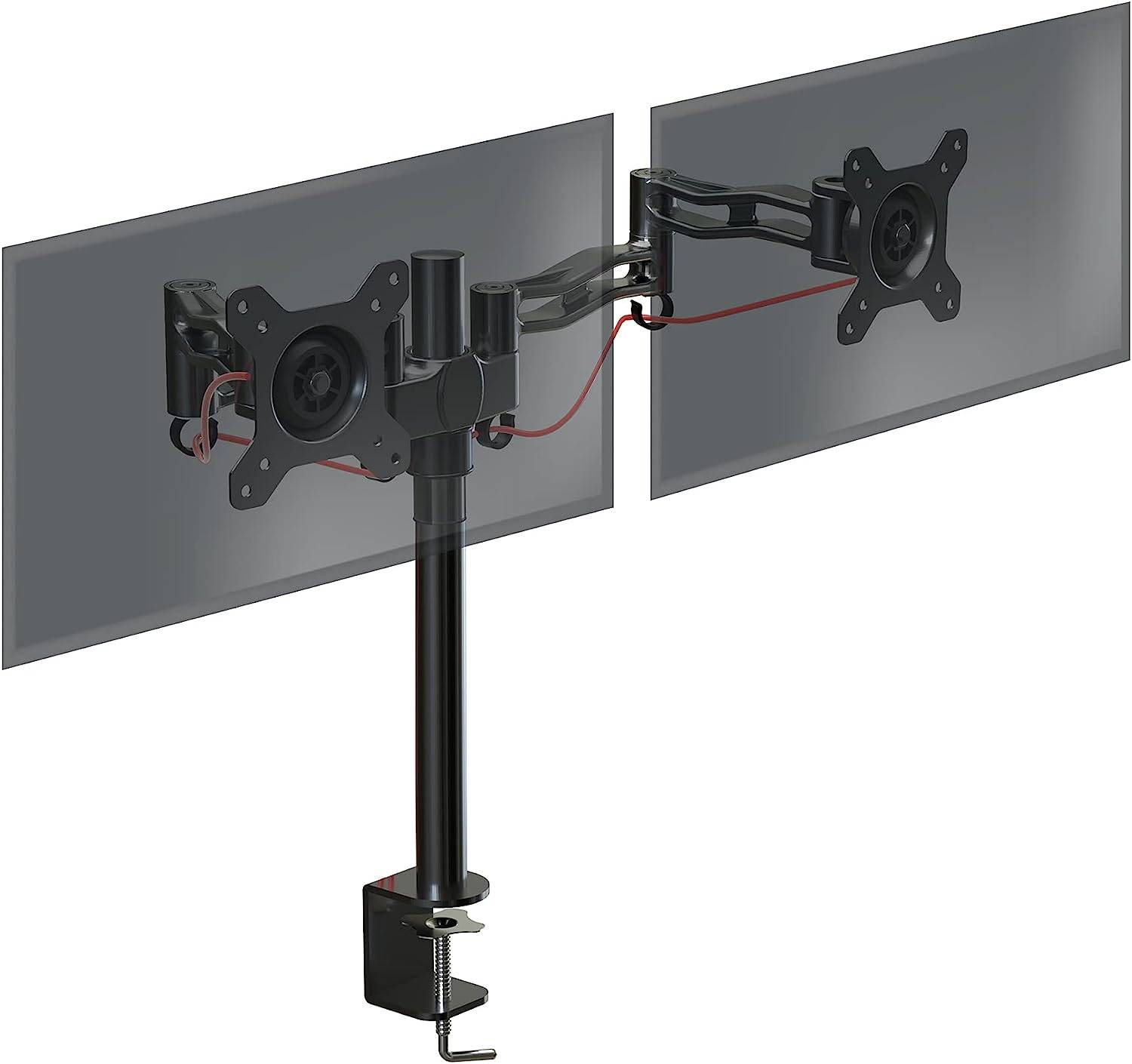Duronic DM352 BK Monitorhalterung für zwei 27" - 8kg Kapazität - Verstellbar in Höhe, Neigung und Drehung - VESA 75/100
