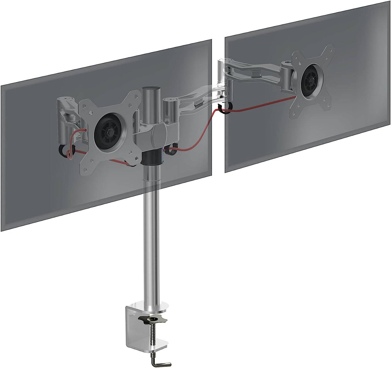 Duronic DM352 SR Monitorhalterung für zwei 27" - 8kg Kapazität - Verstellbar in Höhe, Neigung und Drehung - VESA 75/100