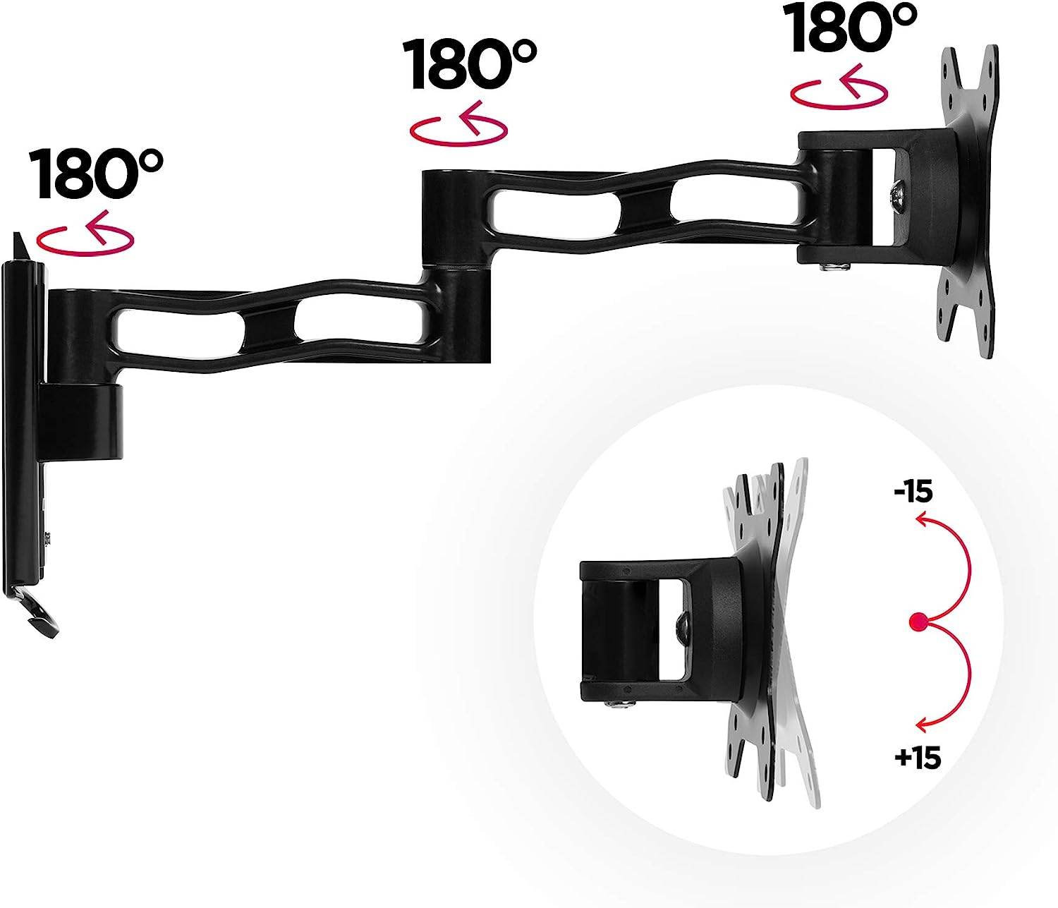 Duronic DM35W1X3 Wandhalter für 30 Zoll Monitor - 20kg Kapazität - Verstellbar in Neigung und Drehung - VESA 75/100