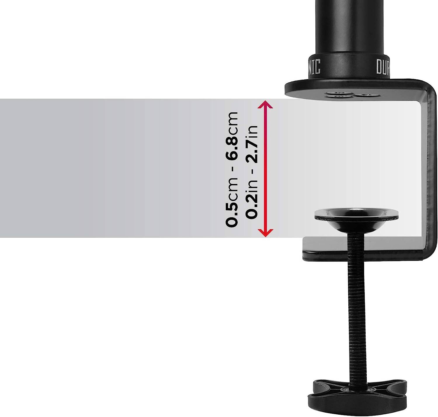 Duronic DM35V2X2 Monitorhalterung für zwei 27" - 8kg Kapazität - Verstellbar in Höhe, Neigung und Drehung - VESA 75/100