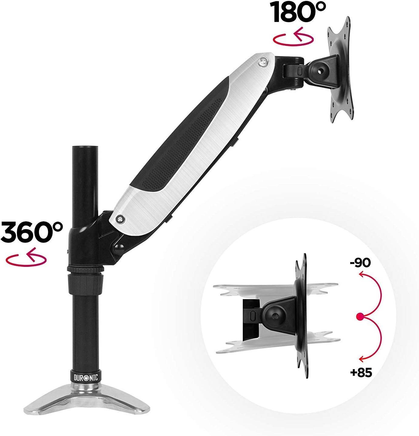 Duronic DM651X1 Monitorhalterung für 27 Zoll - 8kg Kapazität - Verstellbar in Höhe, Neigung und Drehung - VESA 75/100