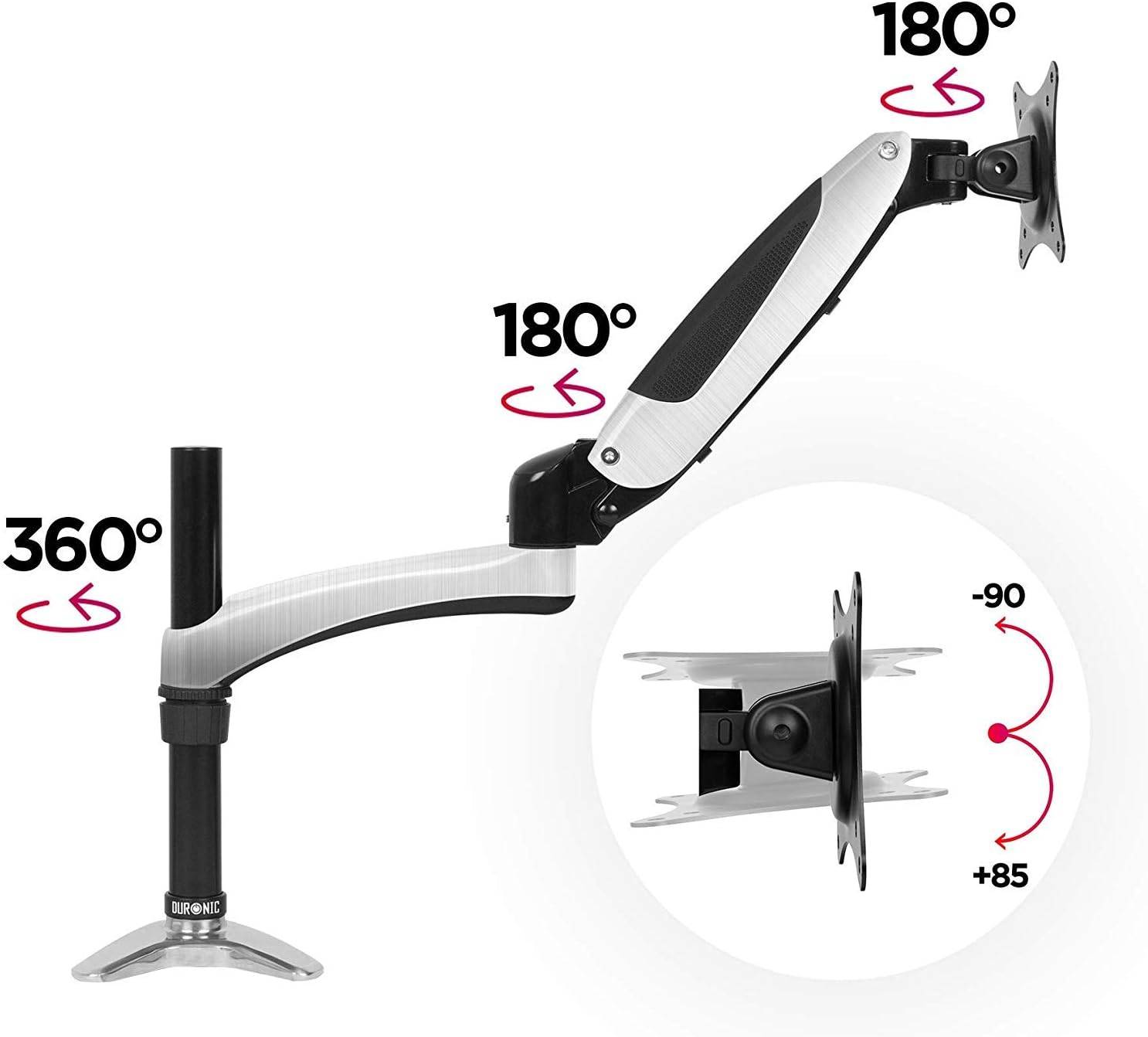 Duronic DM651X2 Monitorhalterung für 27 Zoll - 8kg Kapazität - Verstellbar in Höhe, Neigung und Drehung - VESA 75/100