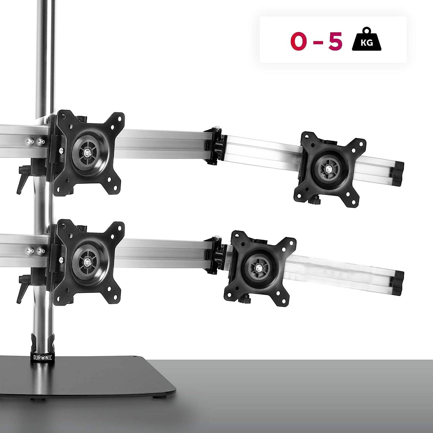 Duronic DM756 Monitorfuß für sechs 24 Zoll - 5kg Kapazität - Verstellbar in Höhe, Neigung und Drehung - VESA 75/100