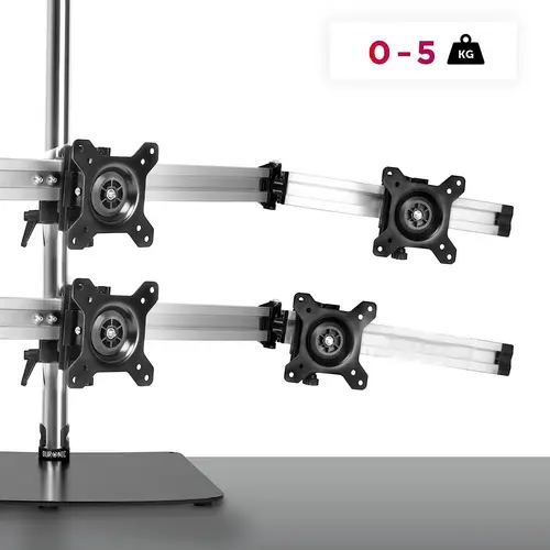 Duronic DM756 Monitorfuß für sechs 24 Zoll - 5kg Kapazität - Verstellbar in Höhe, Neigung und Drehung - VESA 75/100 Duronic DM756 Monitorfuß für sechs 24 Zoll - 5kg Kapazität - Verstellbar in Höhe, Neigung und Drehung - VESA 75/100