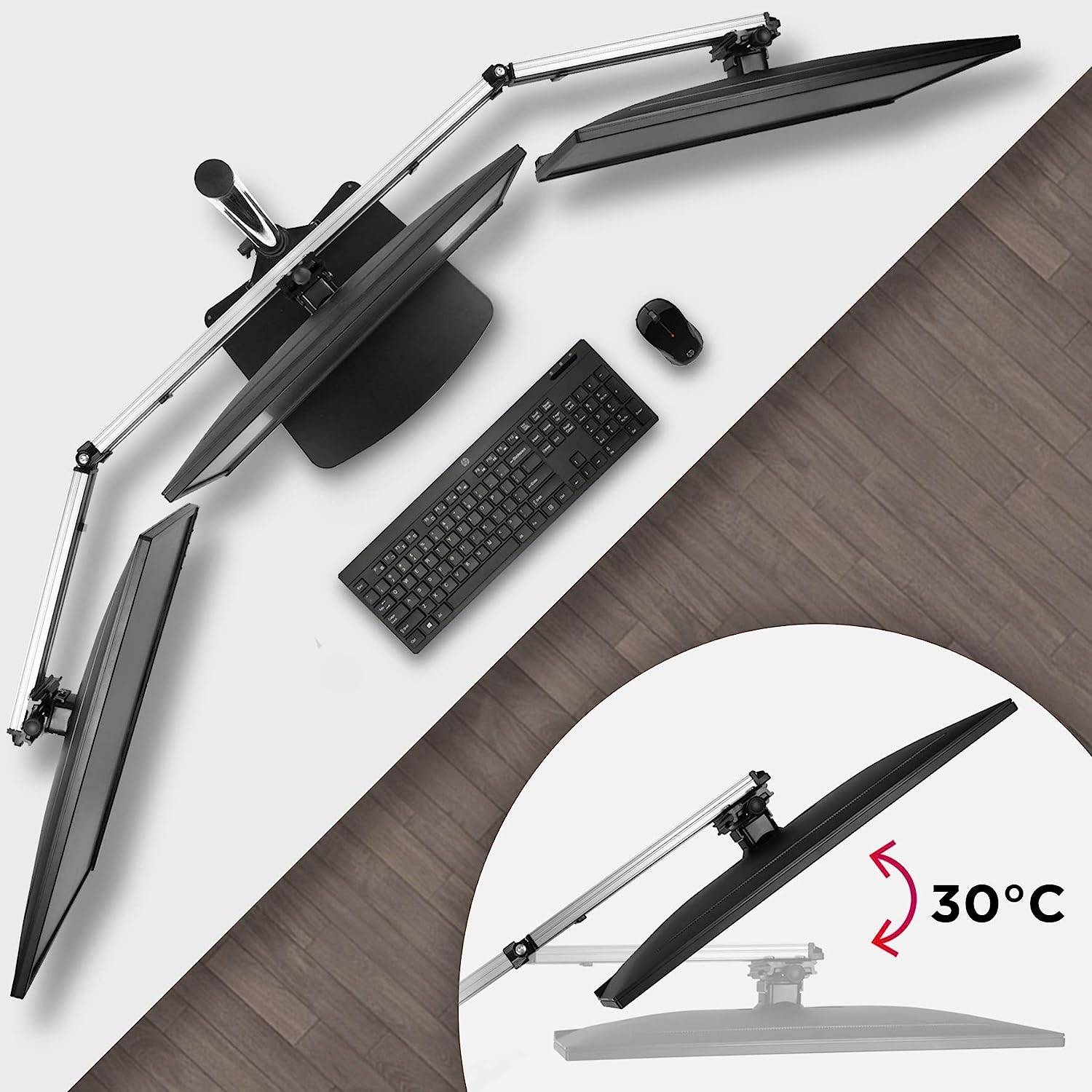 Duronic DM756 Monitorfuß für sechs 24 Zoll - 5kg Kapazität - Verstellbar in Höhe, Neigung und Drehung - VESA 75/100