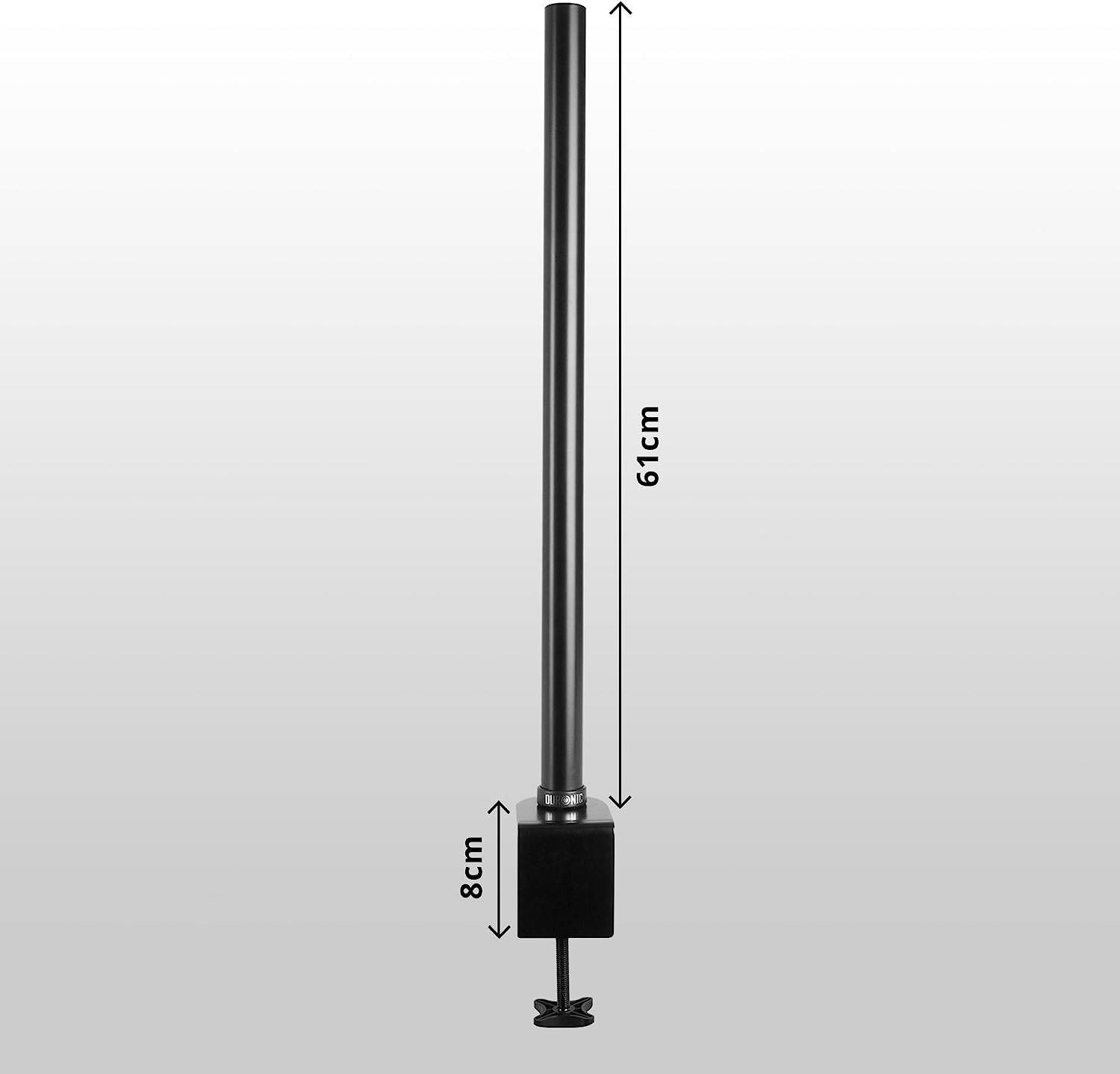 Duronic DM35POLE BK 61 cm Stange - Erweiterung für Monitorhalterung - Große Tischklemme mit Einer Klemme - Verlängerung