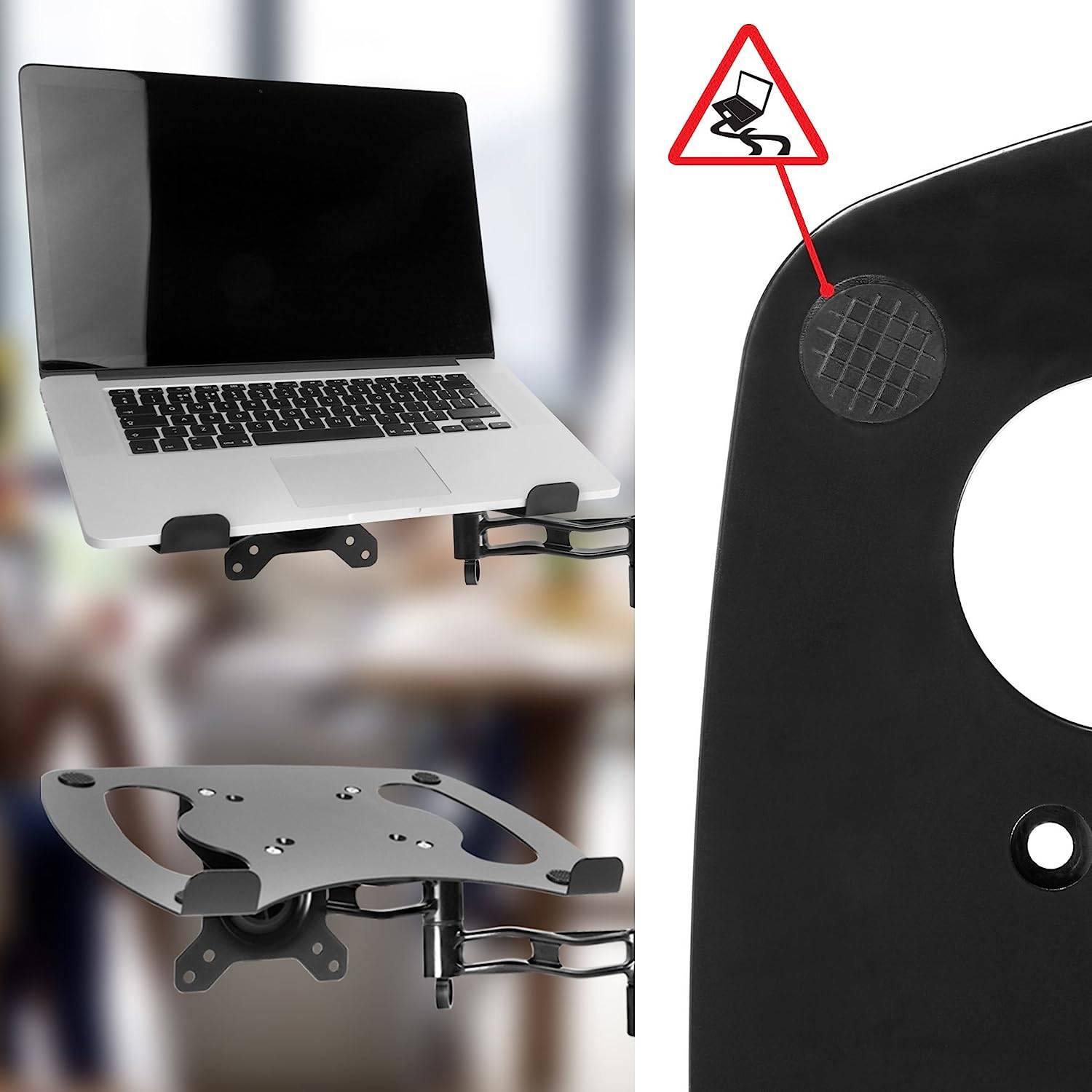 Duronic DML1 BK Laptophalterung - Fläche 32x24,2cm - Belastbarkeit 8kg - Laptopständer für Monitorhalter - VESA Standard