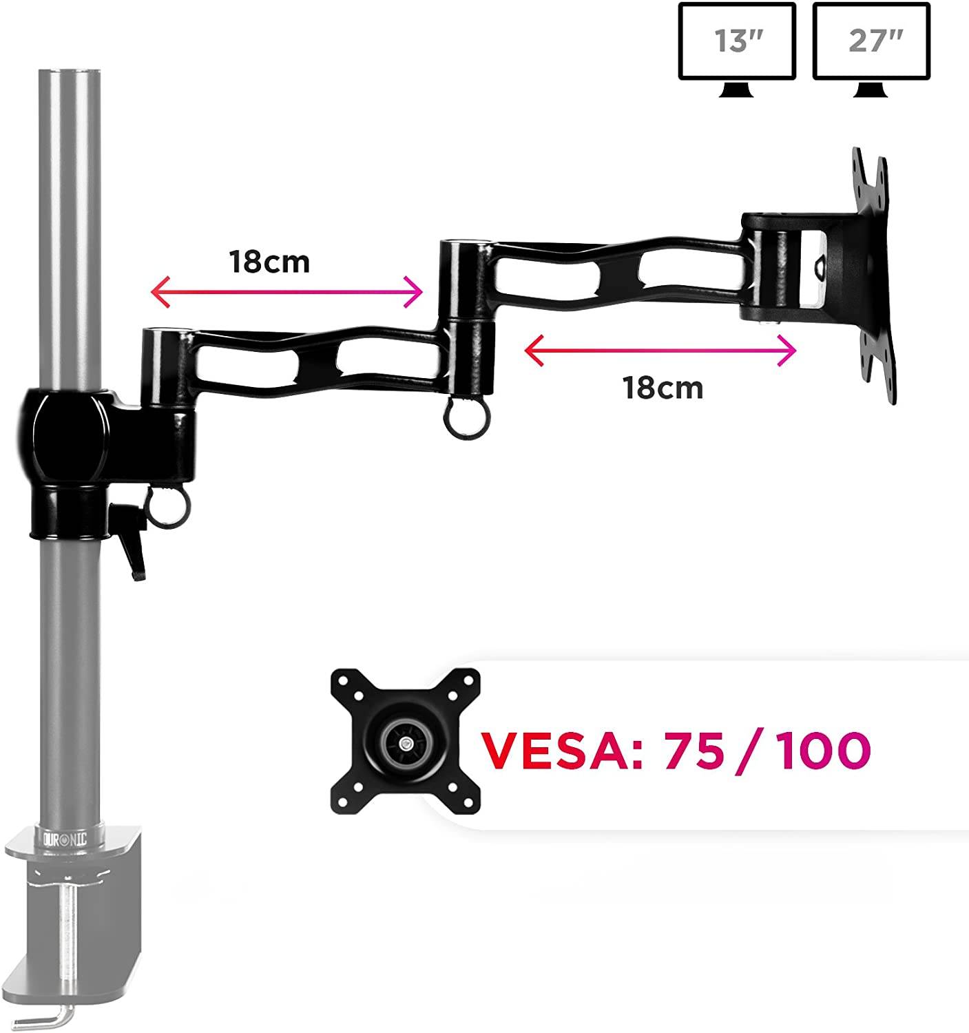 Duronic DML5 BK Arm - Erweiterung für DM35 Monitorhalterung - Ermöglicht das Hinzufügen von Bildschirmen oder Zubehör