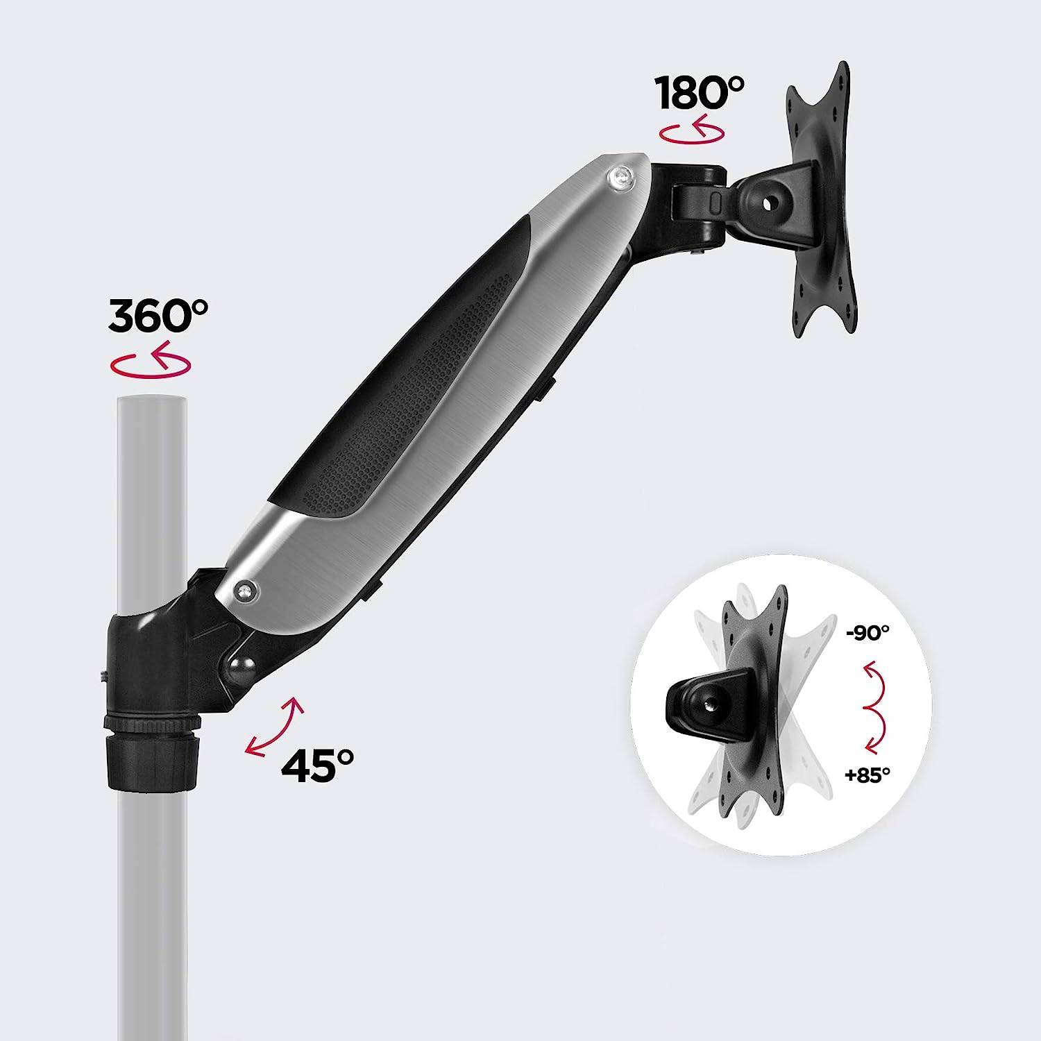 Duronic DML6S1 Monitorarm - Kompatibel mit DM65 Monitorhalterung - Vertikale On-The-Fly-Einstellung - Gasdruckfeder