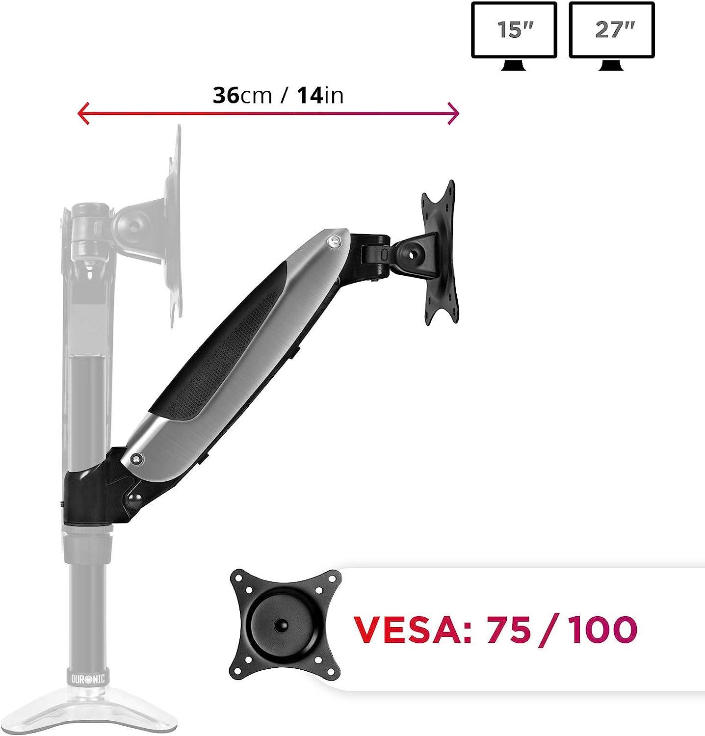 Duronic DML6S1 Monitorarm - Kompatibel mit DM65 Monitorhalterung - Vertikale On-The-Fly-Einstellung - Gasdruckfeder