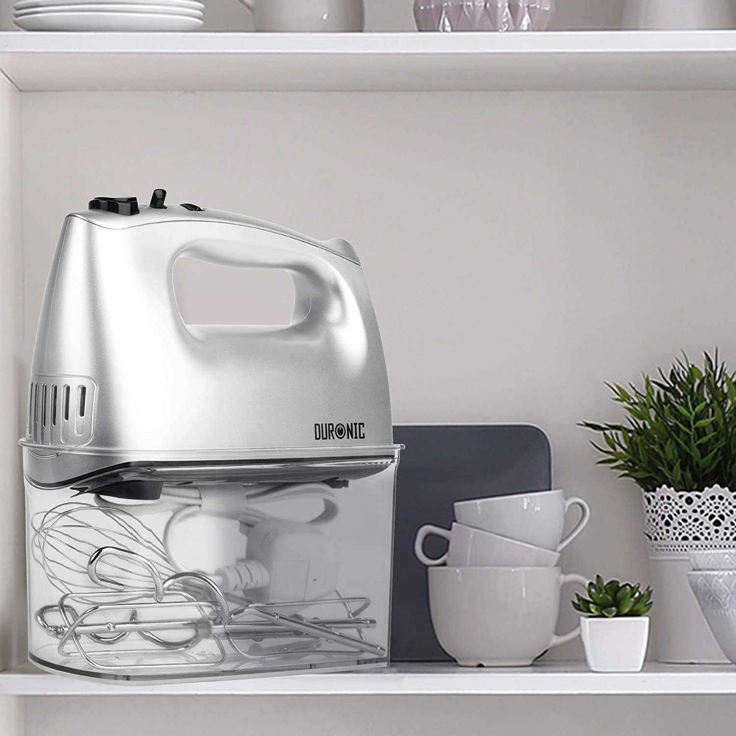 Duronic HM4 SR elektrischer Handmixer - 400 Watt - Aufbewahrungsbox mit Zubehör aus Edelstahl - Turbofunktion
