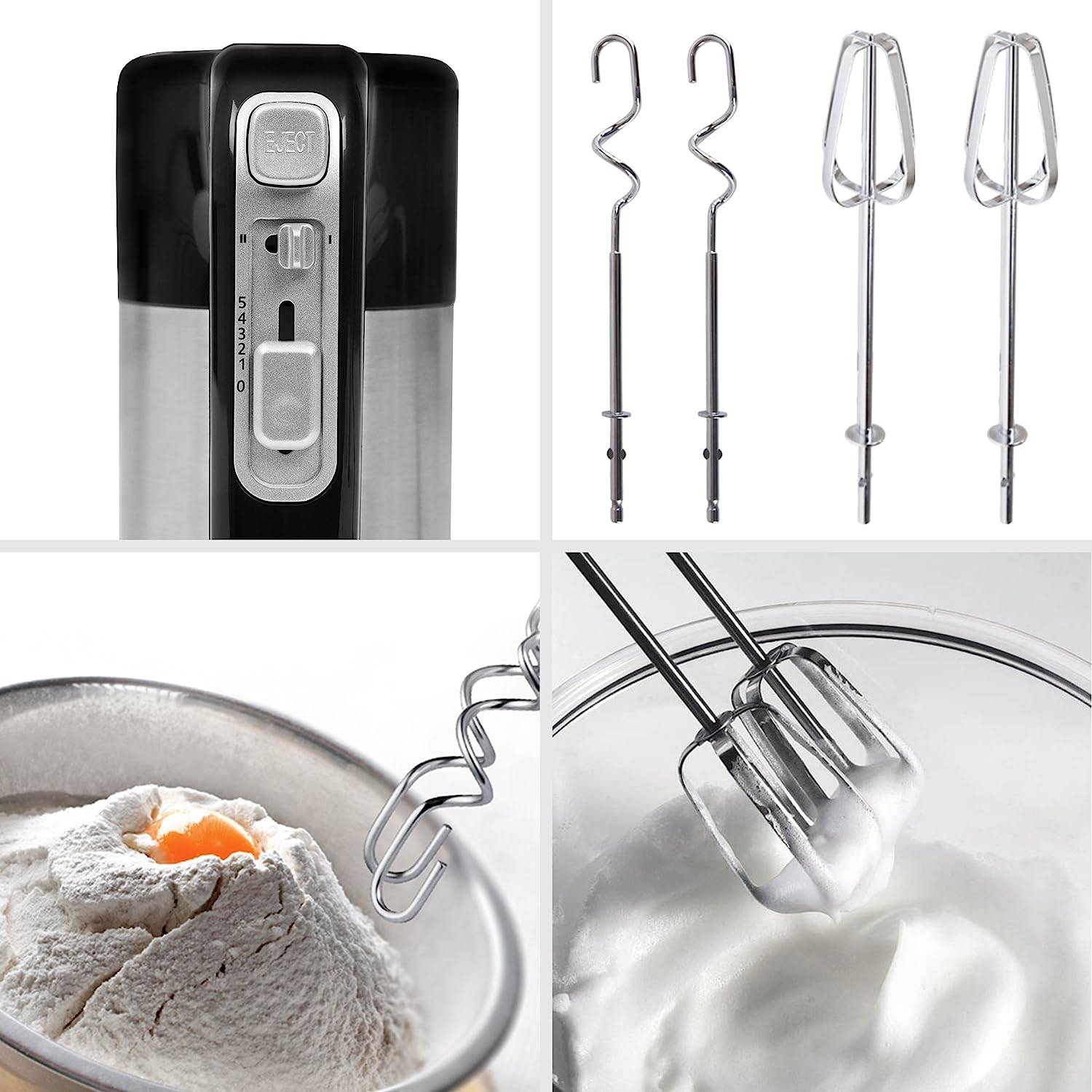 Duronic HM3 Handmixer - Aufbewahrungsbasis passend für Rührbesen und Knethaken - Mixer mit 300 Watt - Handrührer