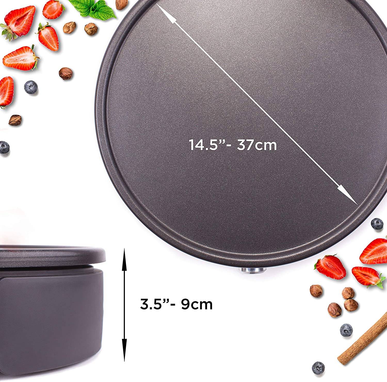 Duronic PM152 Crepe Maker - 1500 Watt - mit 37 cm Antihaftplatte - Teigverteiler, Wender und Messbehälter