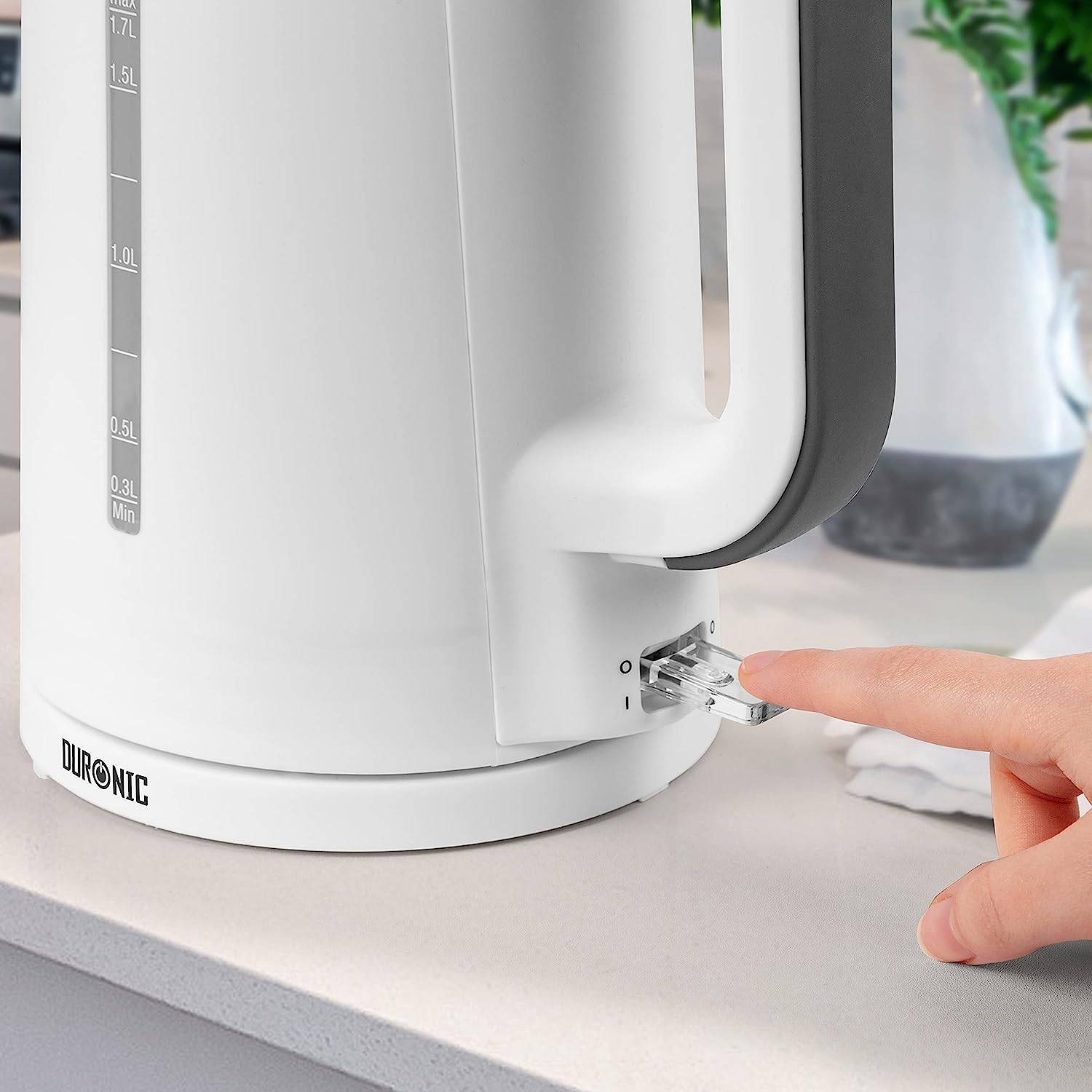 Duronic EK17 WE Wasserkocher - 1,7l Fassungsvermögen - 2200 Watt - Schnellkochend - Basis mit kabellosem Wasserkocher