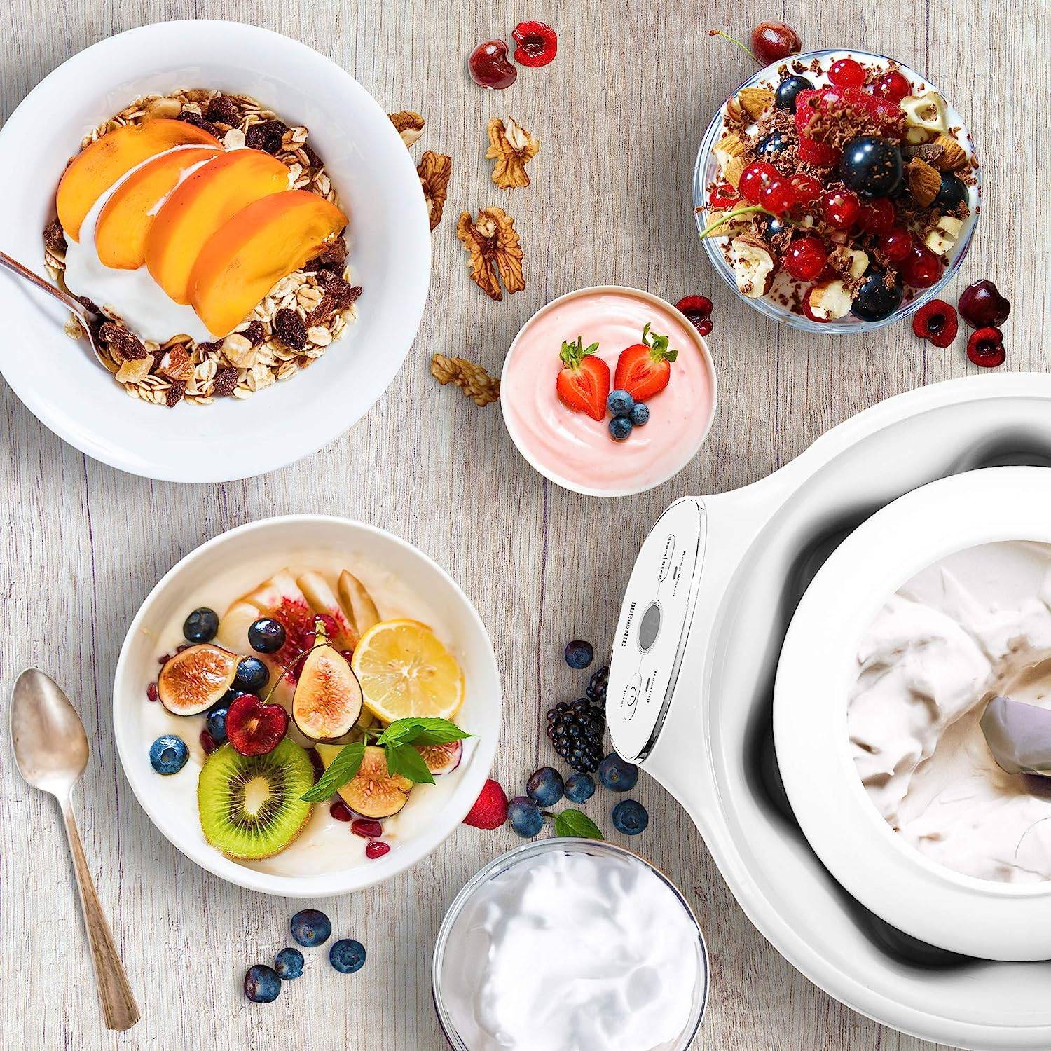 Duronic YM1 Elektrischer Joghurtbereiter mit digitalem Bildschirm und 1 Keramiktopf 1500 ml - Für hausgemachten Joghurt