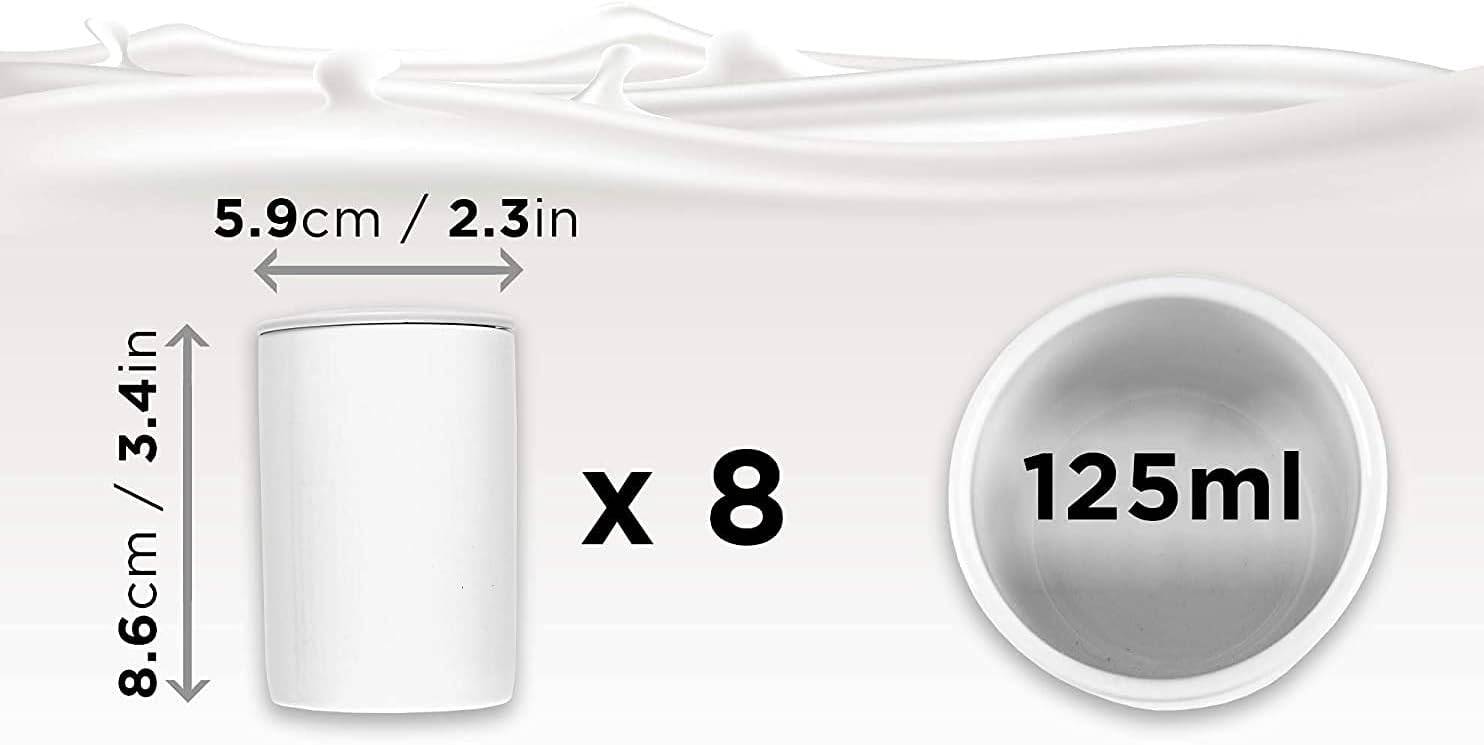 Duronic P8YM2 Joghurtbecher - 125ml Ersatzbecher für Duronic Joghurtbereiter YM1 und YM2 - 8 Keramikbecher mit Deckel