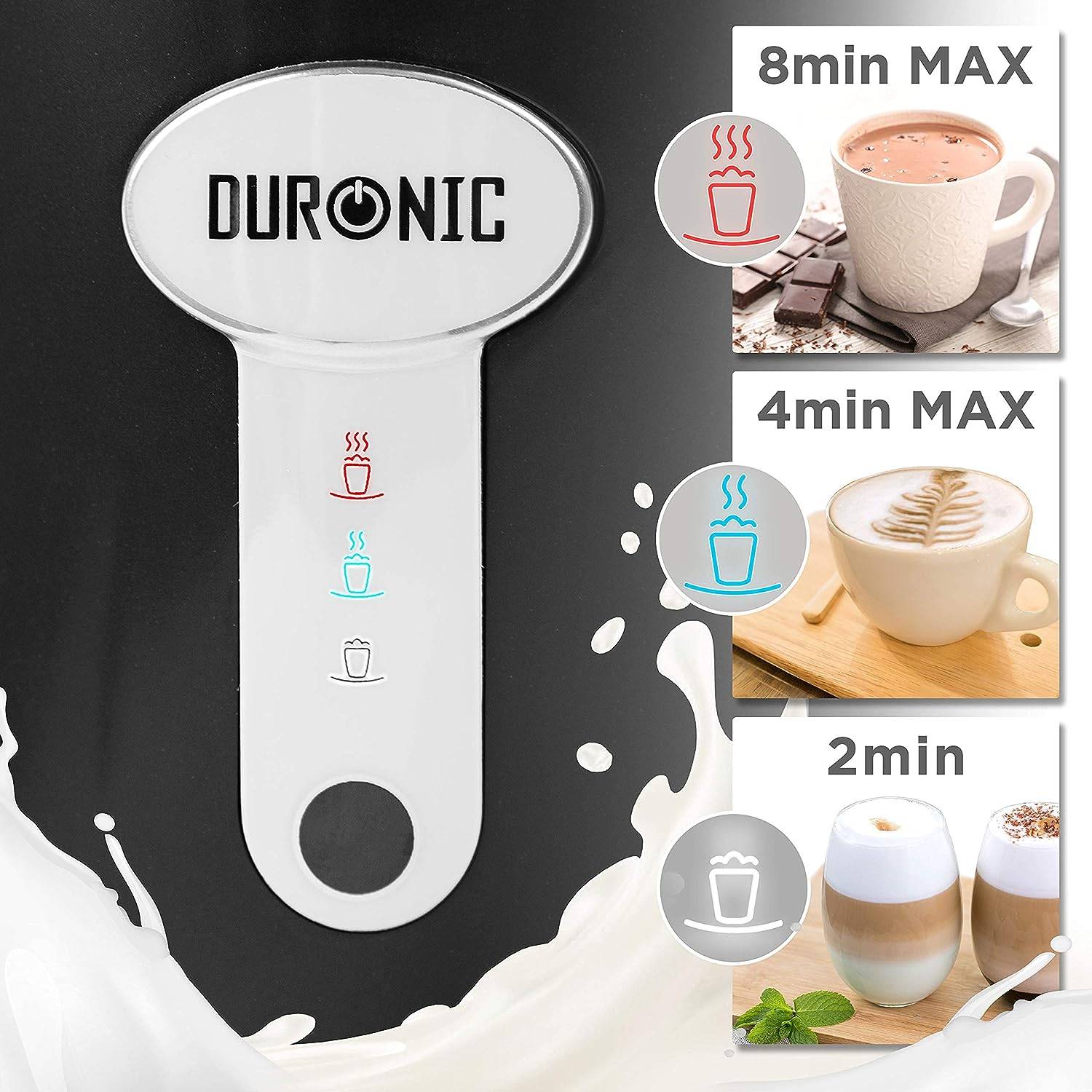 Duronic MF500 Milchschäumer - Automatischer Milchaufschäumer 500W - 500 ml Edelstahlkrug - Für Kaffee, heiße Schokolade
