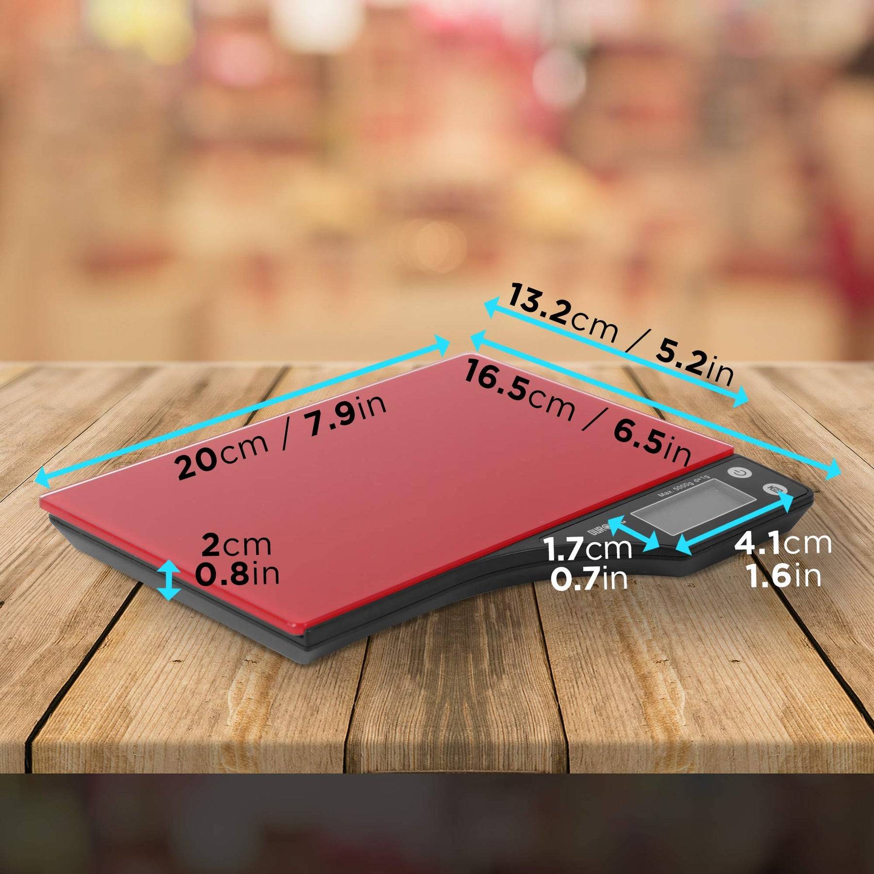 Duronic KS350 Digitale Küchenwaage - Ultradünne Küchenwaage aus Glaß mit digitalen Display - 1g - 5kg Kapazität