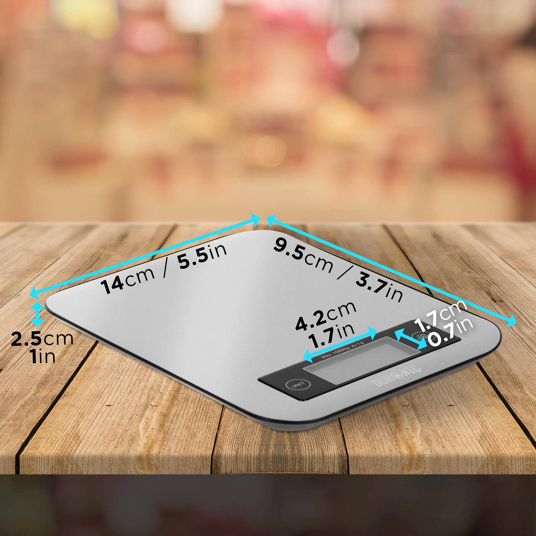 Duronic KS1007 Digitale Küchenwaage - Digitalwaage - Elektronische Waage bis 10kg - Haushaltswaage mit LCD Display