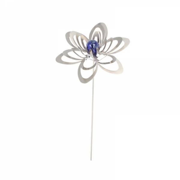 A3011  - Gartenstecker Blume mit blauer Echtglas-Perle