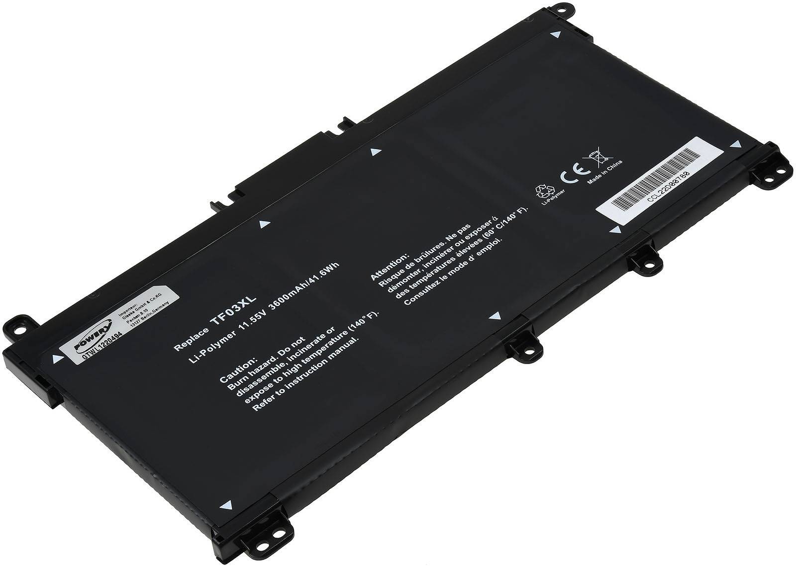 Powery Akku für Laptop HP Pavilion 15-cc536TX, 11,55V, Li-Ion