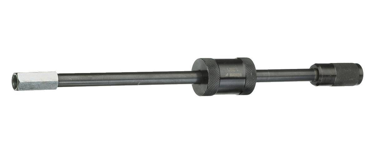 Ein Metallstab mit einem zylindrischen Griff in der Mitte.