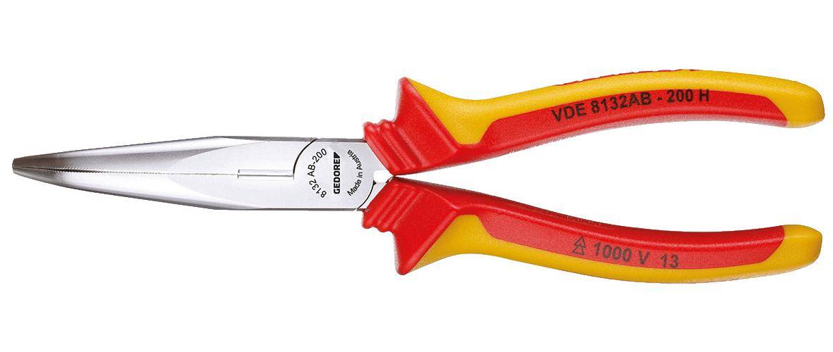 GEDORE VDE 8132 AB-200 H VDE-Flachrundzange mit Hllenisolierung 200 mm