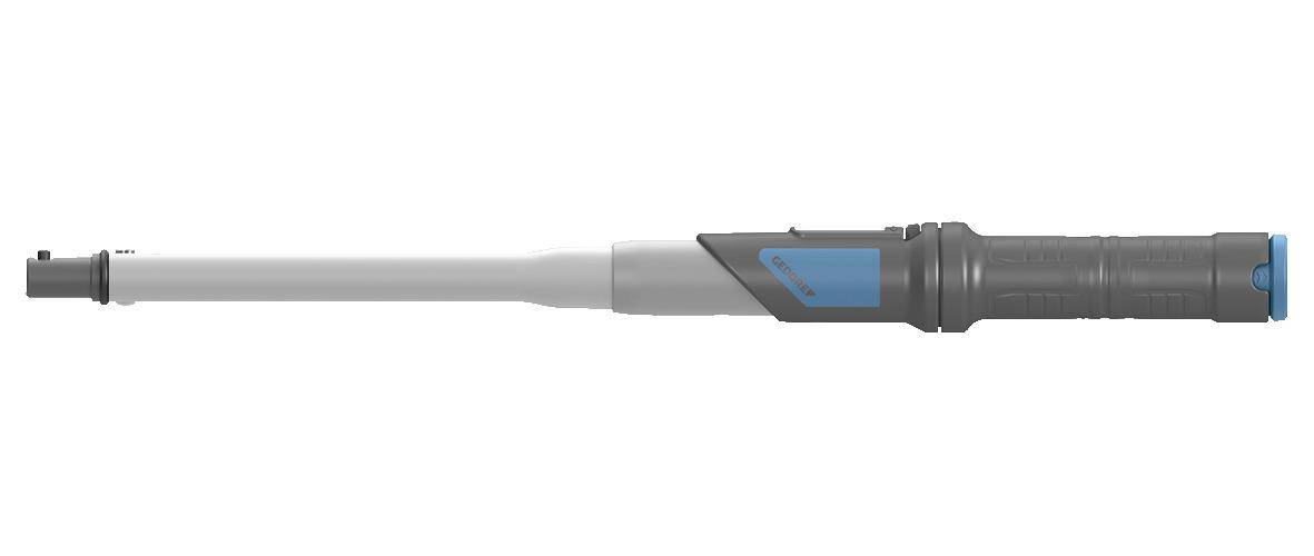 Nahaufnahme eines grau und blau gefärbten Lötkolbens mit Griff und Spitze.