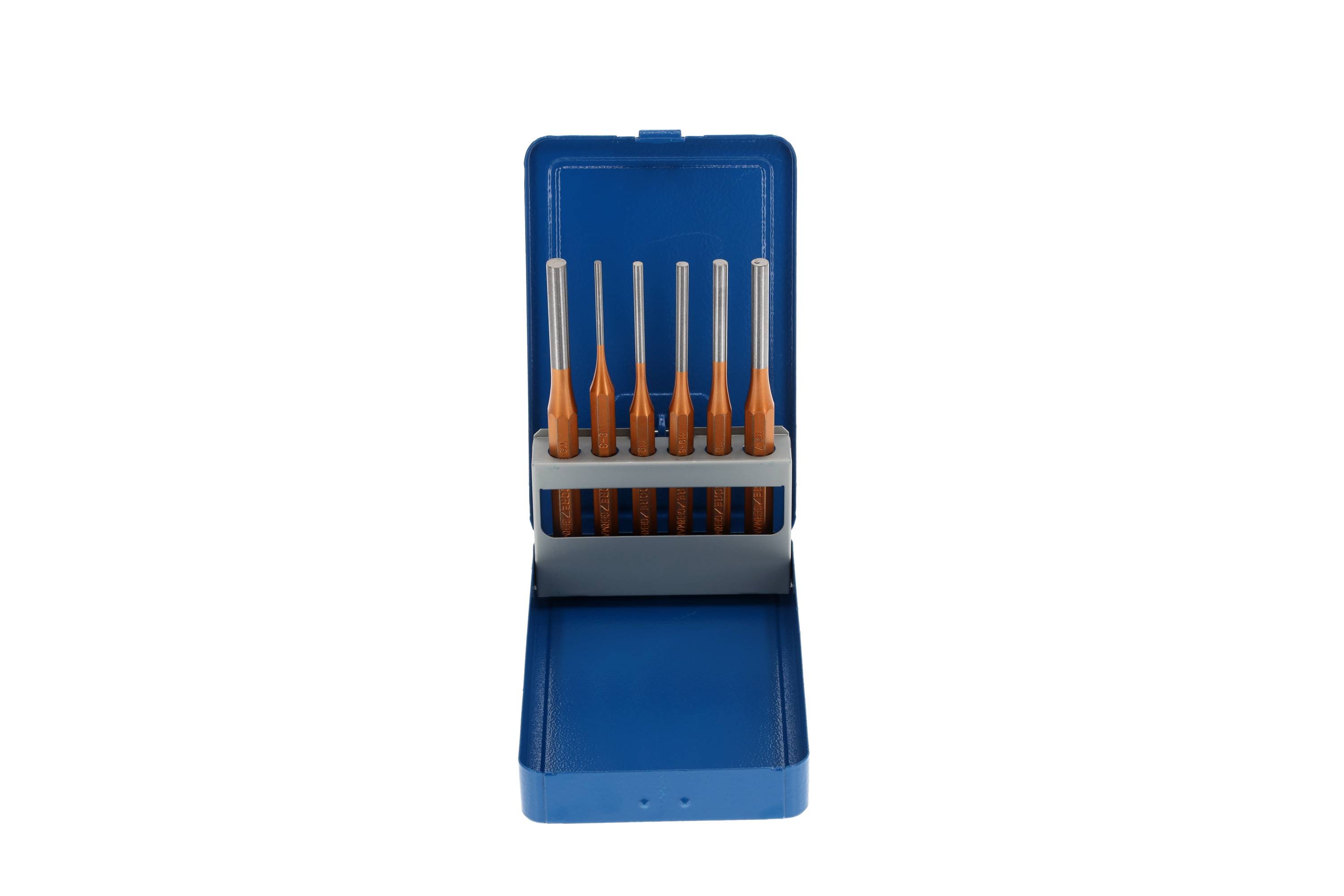 GEDORE Splinttreiber-Satz inkl. Metallklappkassette, 6-teilig, Stahl/Lackierung, Silber/Blau