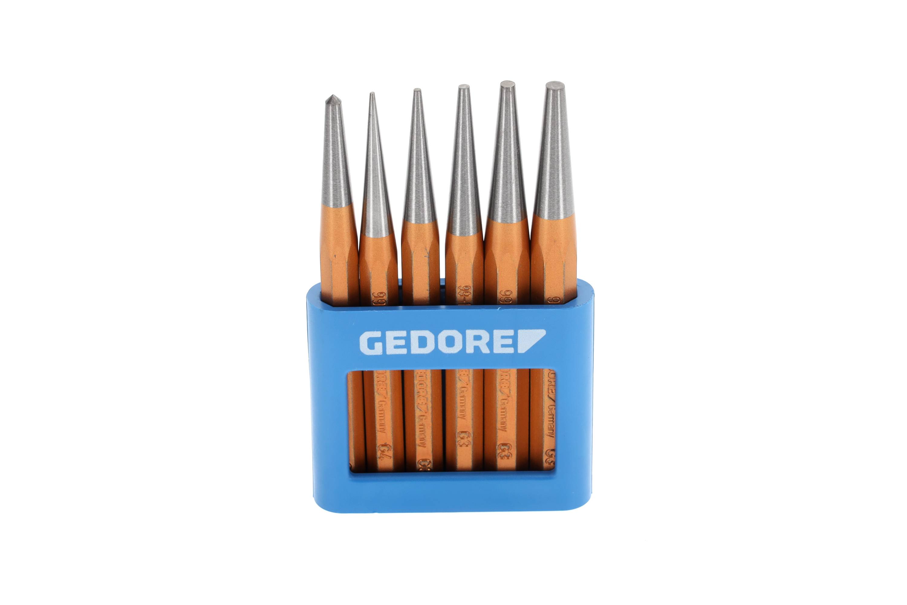 GEDORE Durchtreiber-Satz, 6-teilig, Splinttreiber-Set im PVC-Halter, gehärtet, angelassen, Stahl, We
