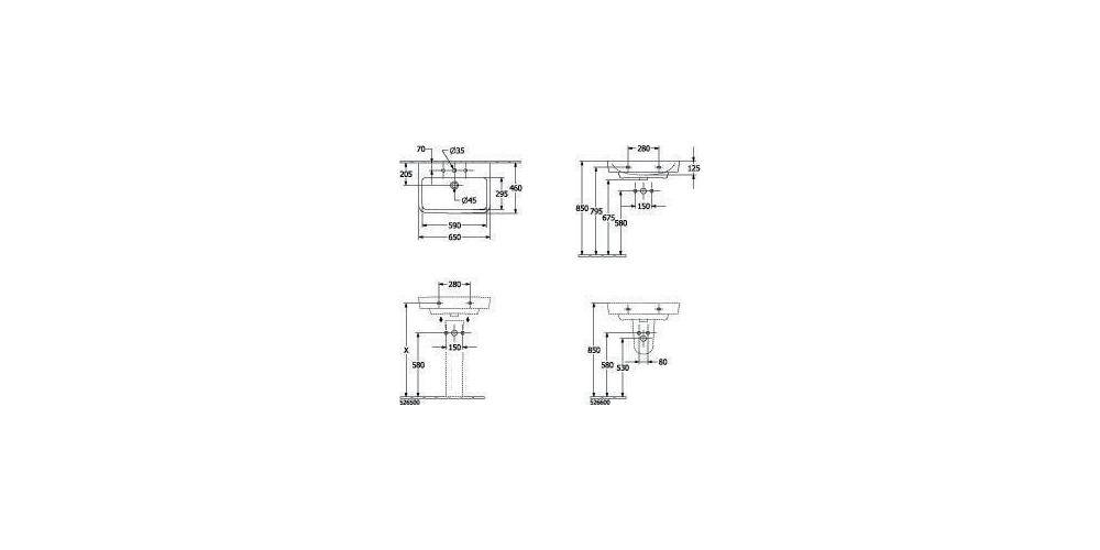 Villeroy & Boch V&B Waschtisch O.NOVO 650x460mm mit ÜL we