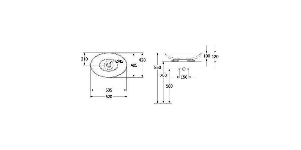 Villeroy & Boch V&B Aufsatzwaschtisch LOOP & FRIENDS mit ÜL 620x420mm