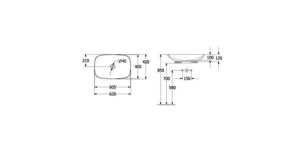 Villeroy & Boch V&B Aufsatzwaschtisch LOOP & FRIENDS mit ÜL 620x420mm