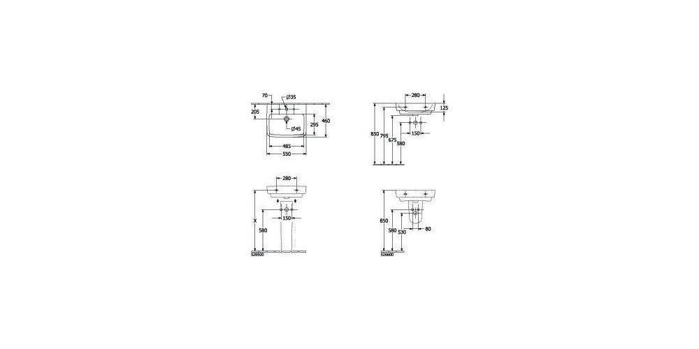 Villeroy & Boch V&B Waschtisch O.NOVO 550x460mm mit ÜL we