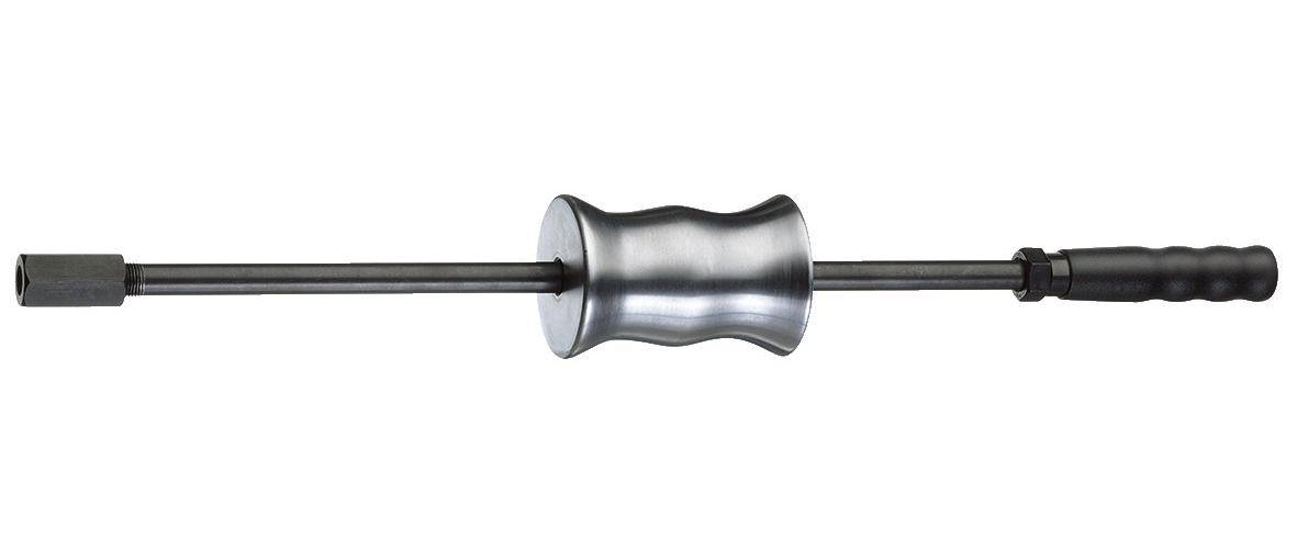 Eine zylindrische Metallwalze, die auf einer horizontalen Stange montiert ist; mit welligem, ergonomischem Design.