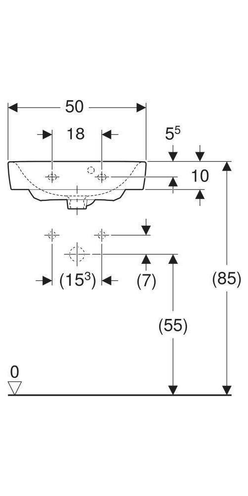 Geberit Handwaschbecken RENOVA PLAN 500x380mm mit Hahnloch mit