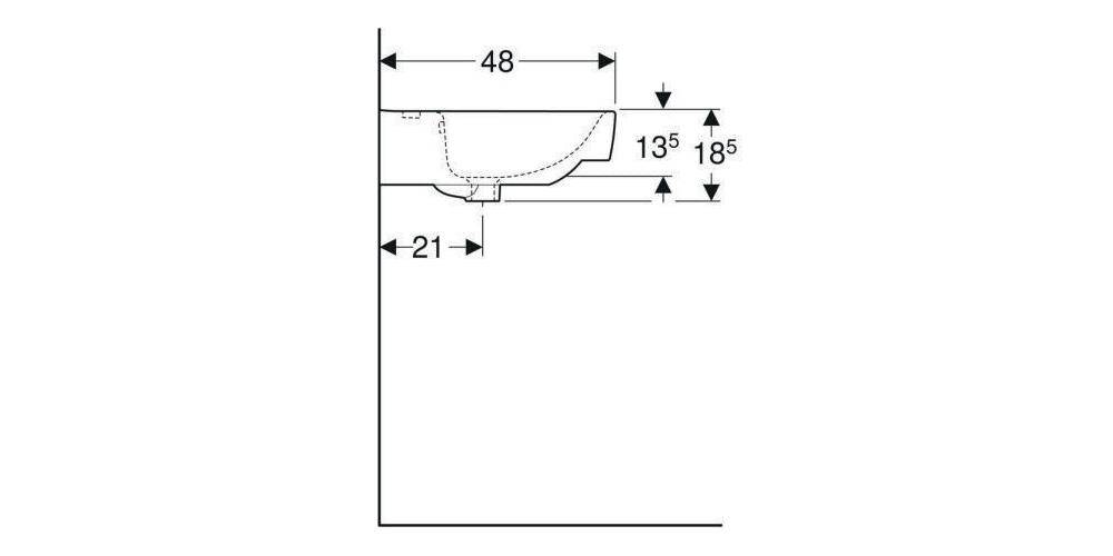 Geberit Doppelwaschtisch RENOVA PLAN 1300x480mm m Hahnloch mit