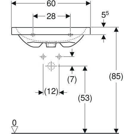 Geberit Aufsatzwaschtisch Light iCon 600x480mm mit Hahnloch mit
