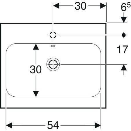 Geberit Aufsatzwaschtisch Light iCon 600x480mm mit Hahnloch mit